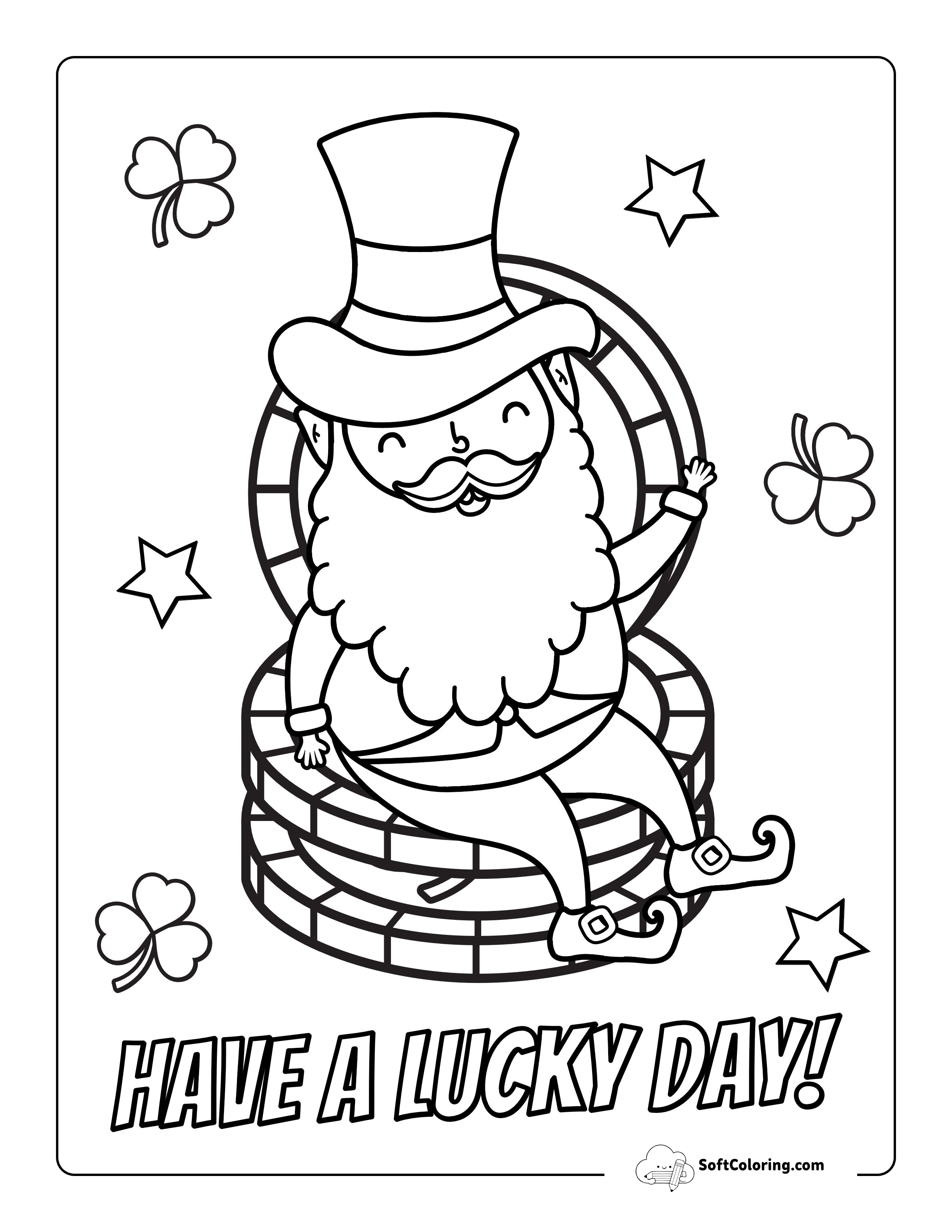 Leprechaun With Gold Coins Coloring Page