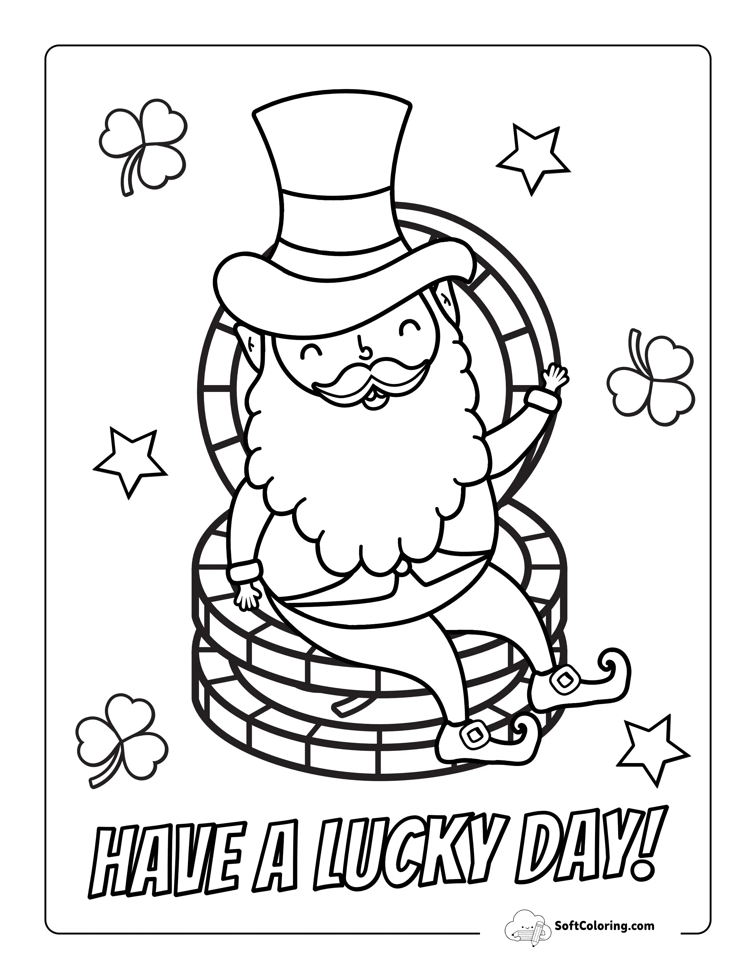 Leprechaun With Gold Coins Coloring Page