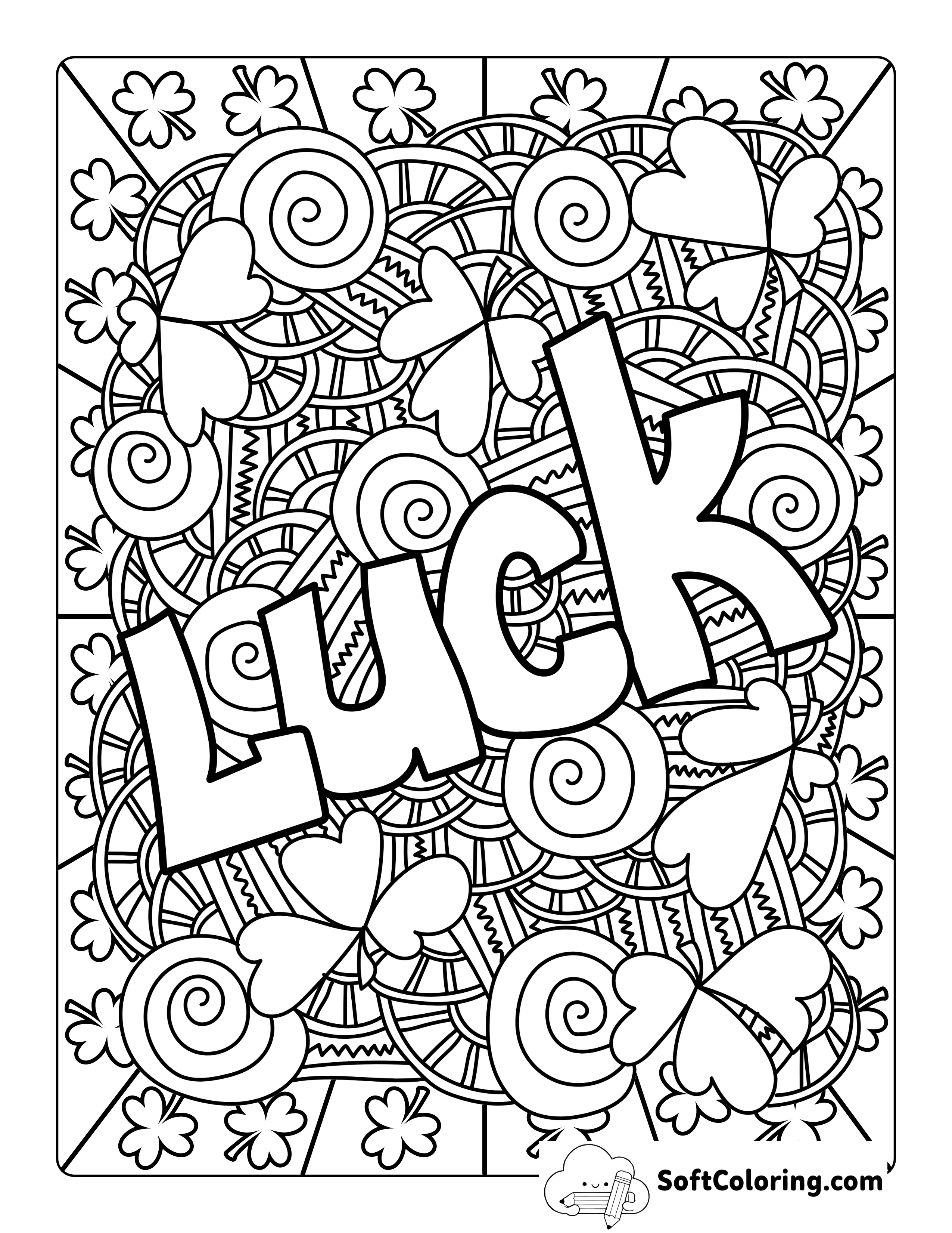 "Luck" Detailed Shamrock Doodle
