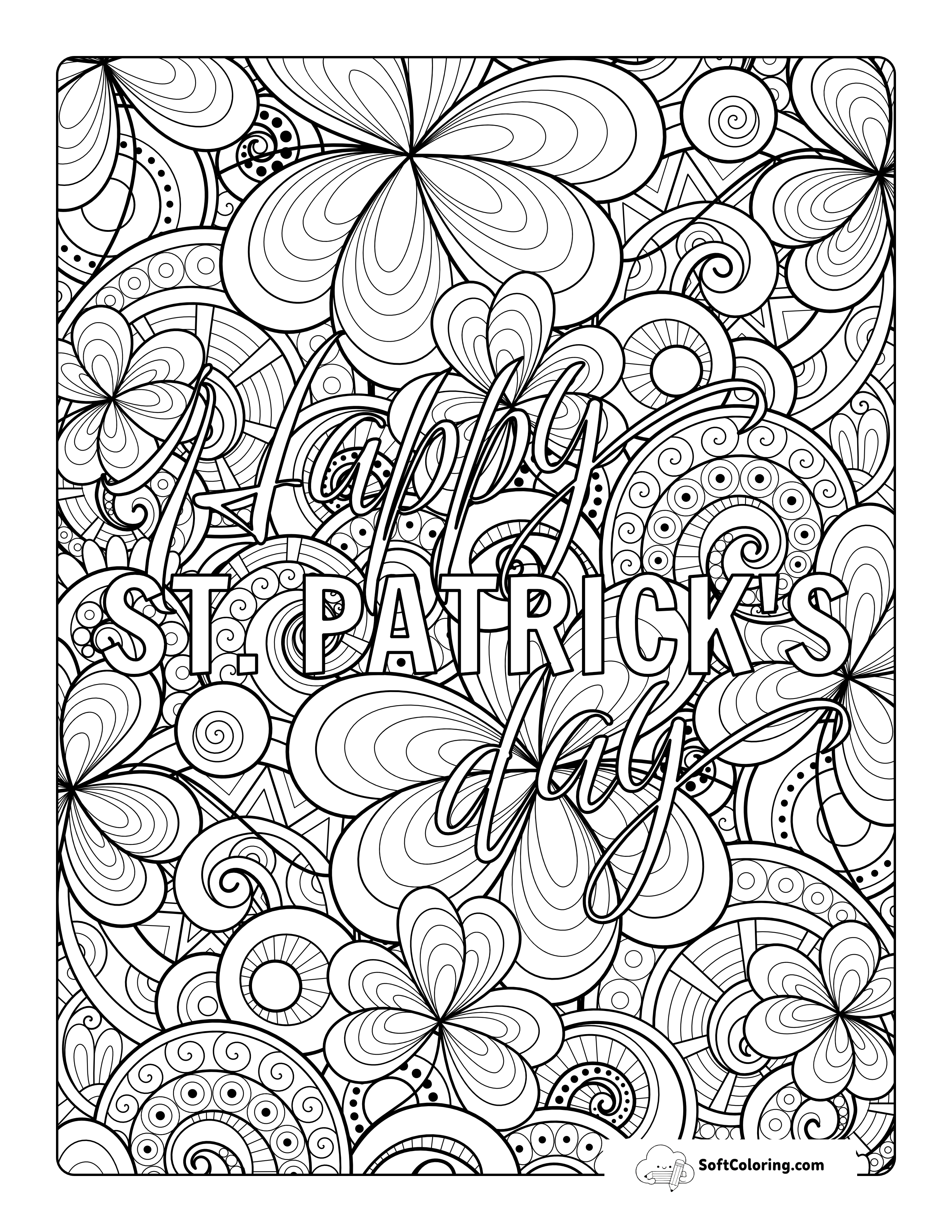 St Patrick's Day Shamrock Zentangle For Adults