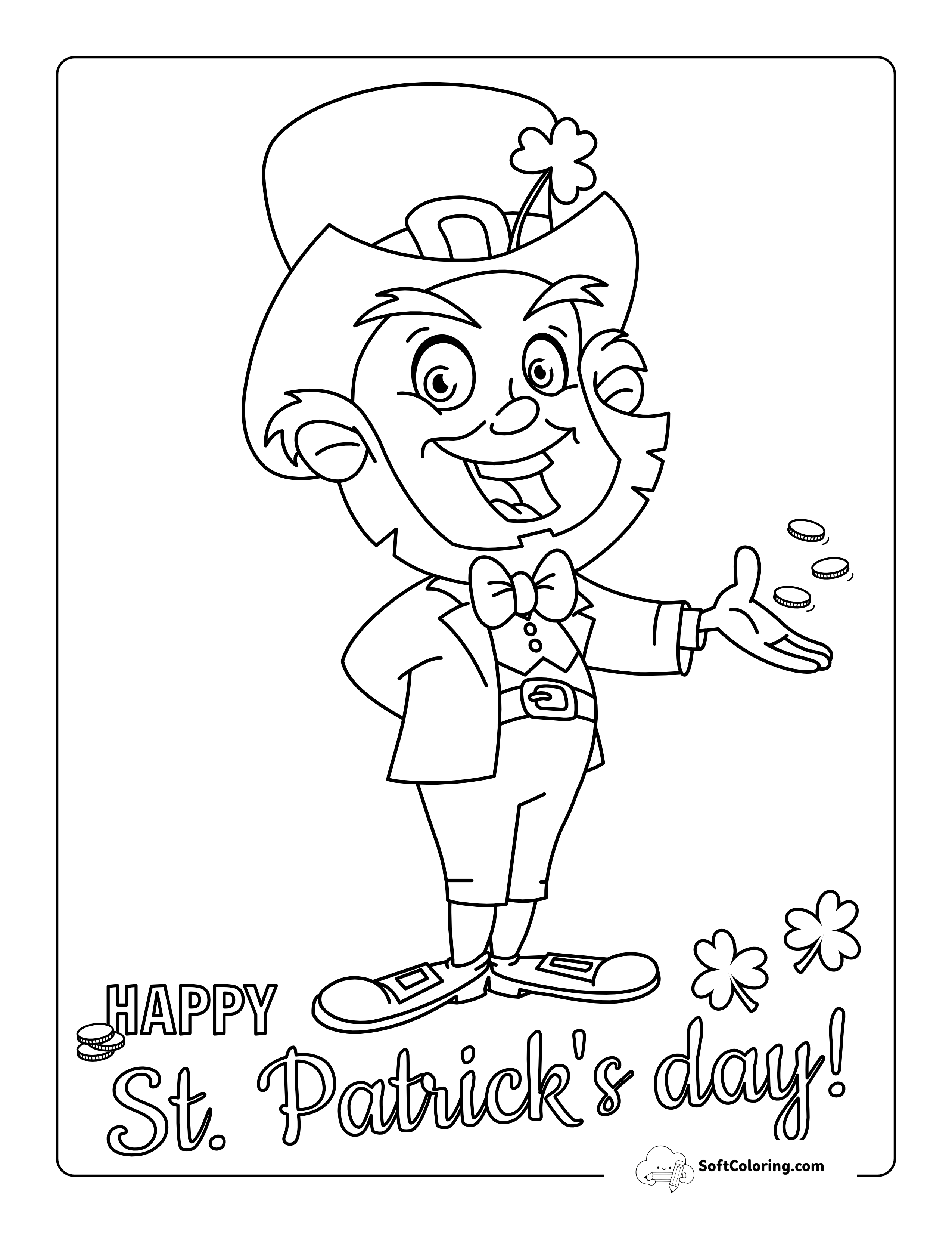 Smiling Leprechaun Coloring Page