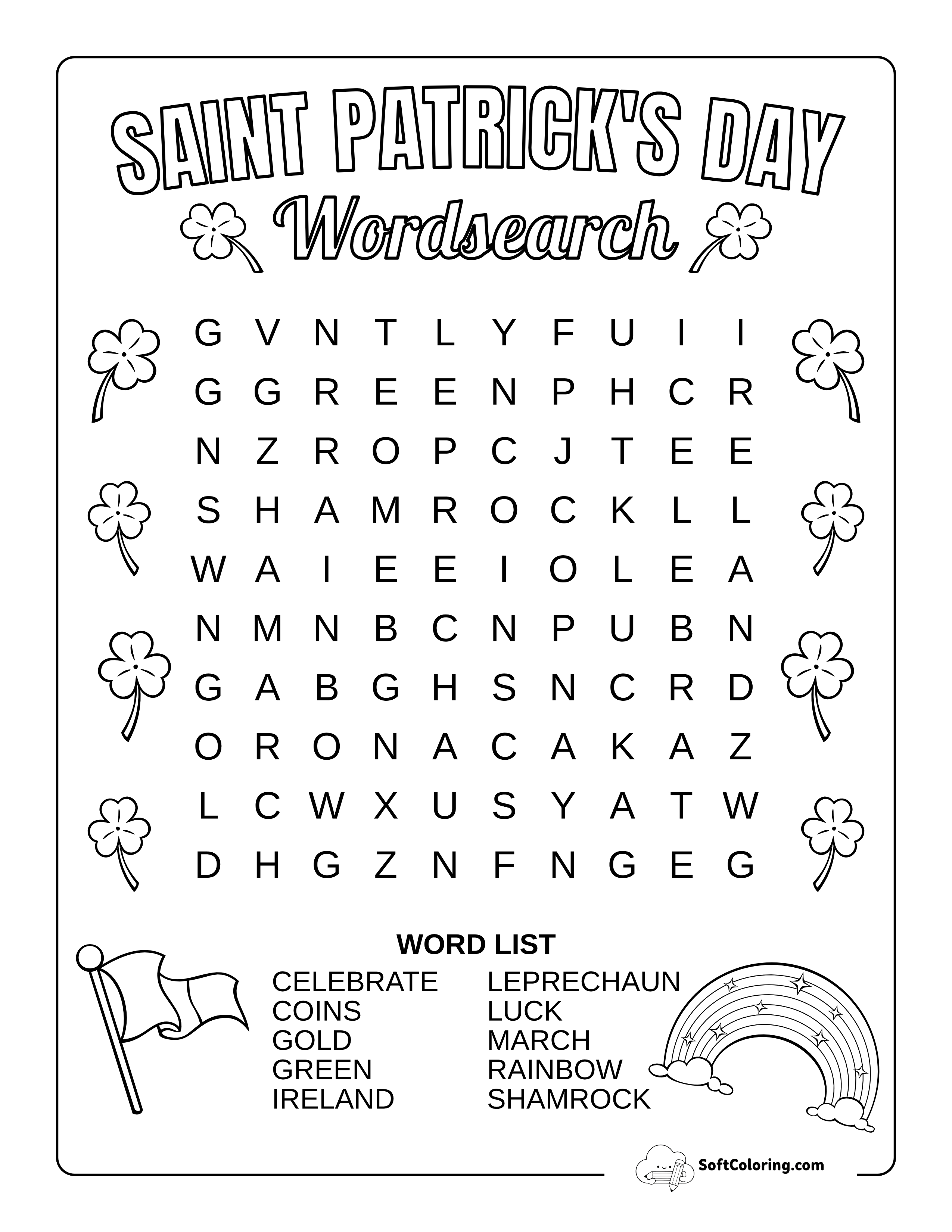 Easy St Patrick's Day Word Search