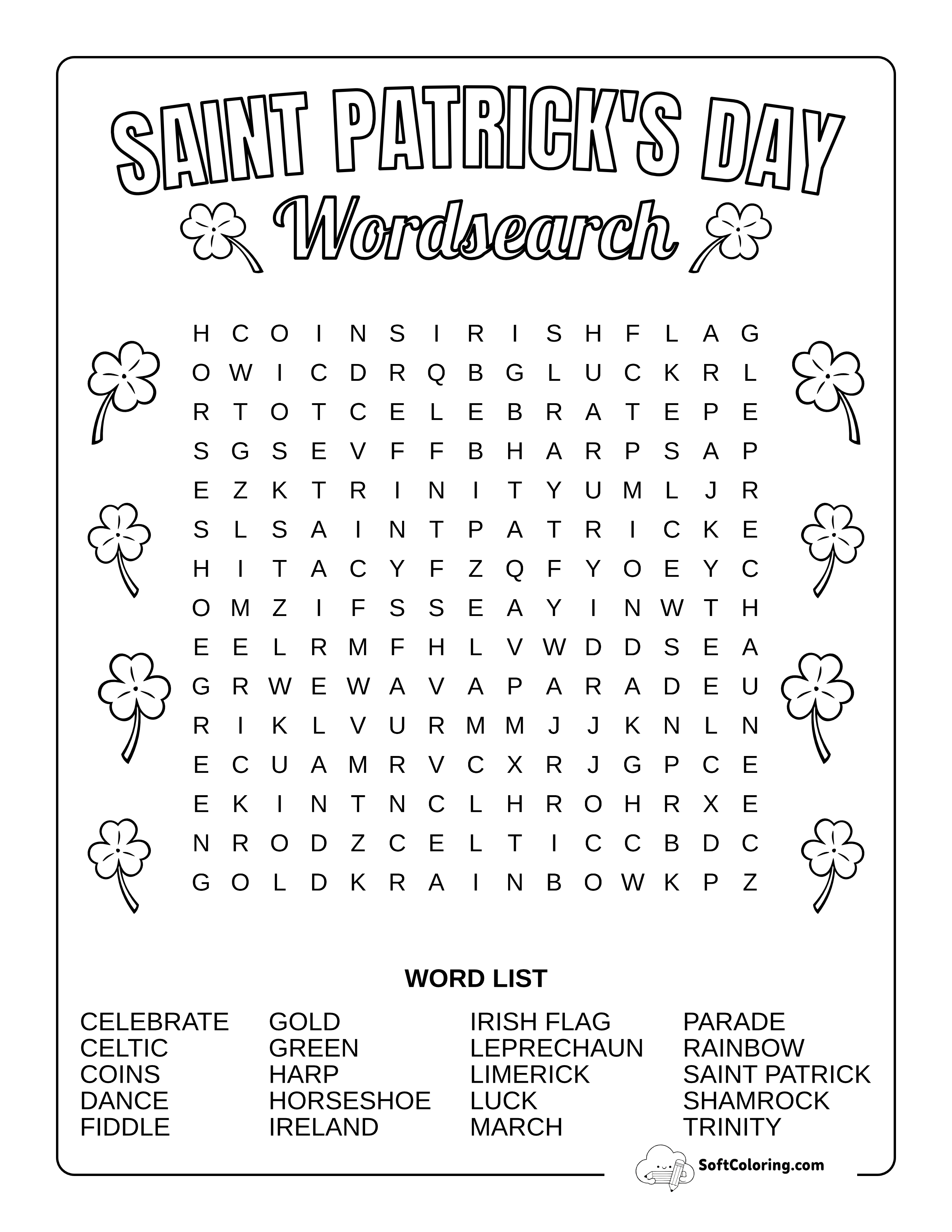Medium St Patrick's Day Word Search