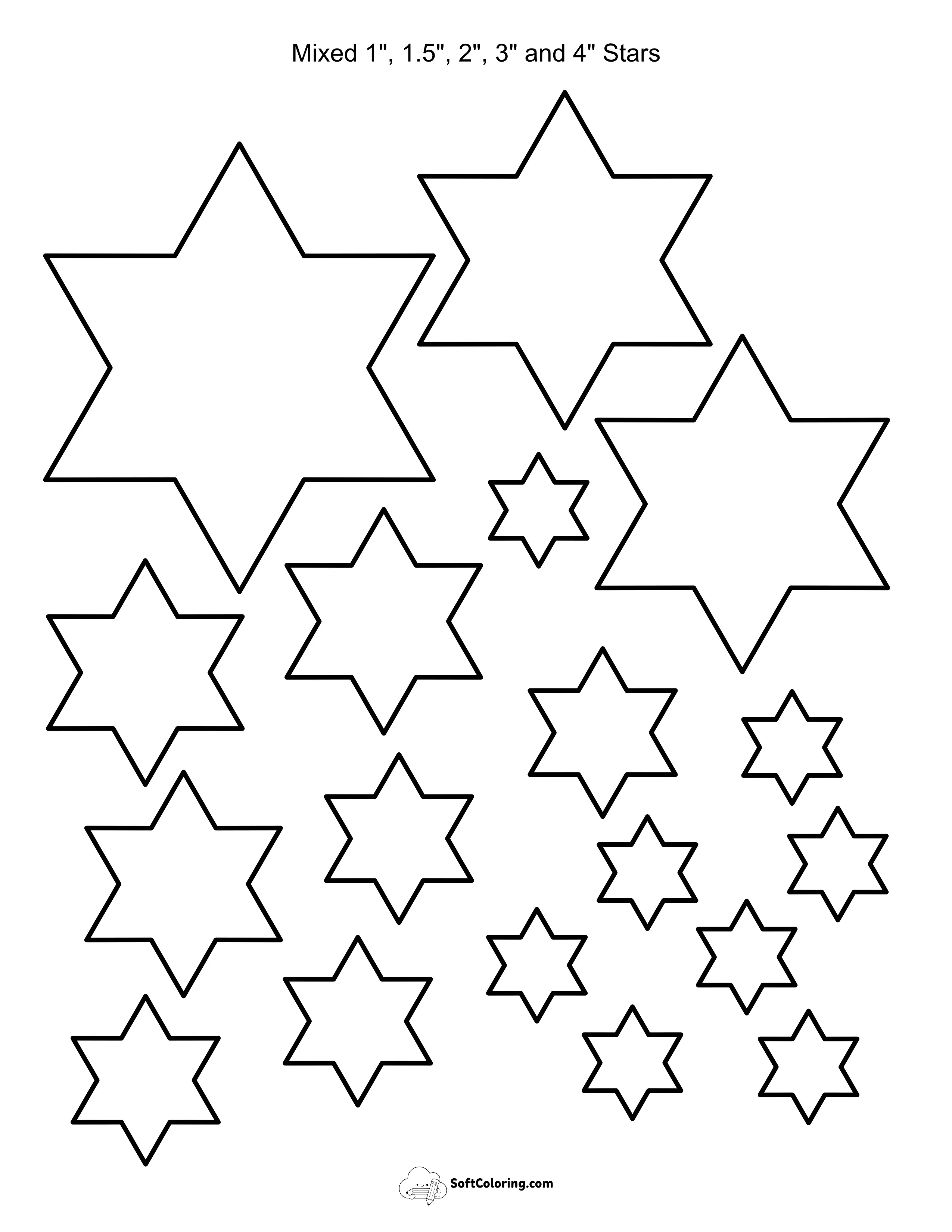 Mixed Sizes Printable Blank Stars