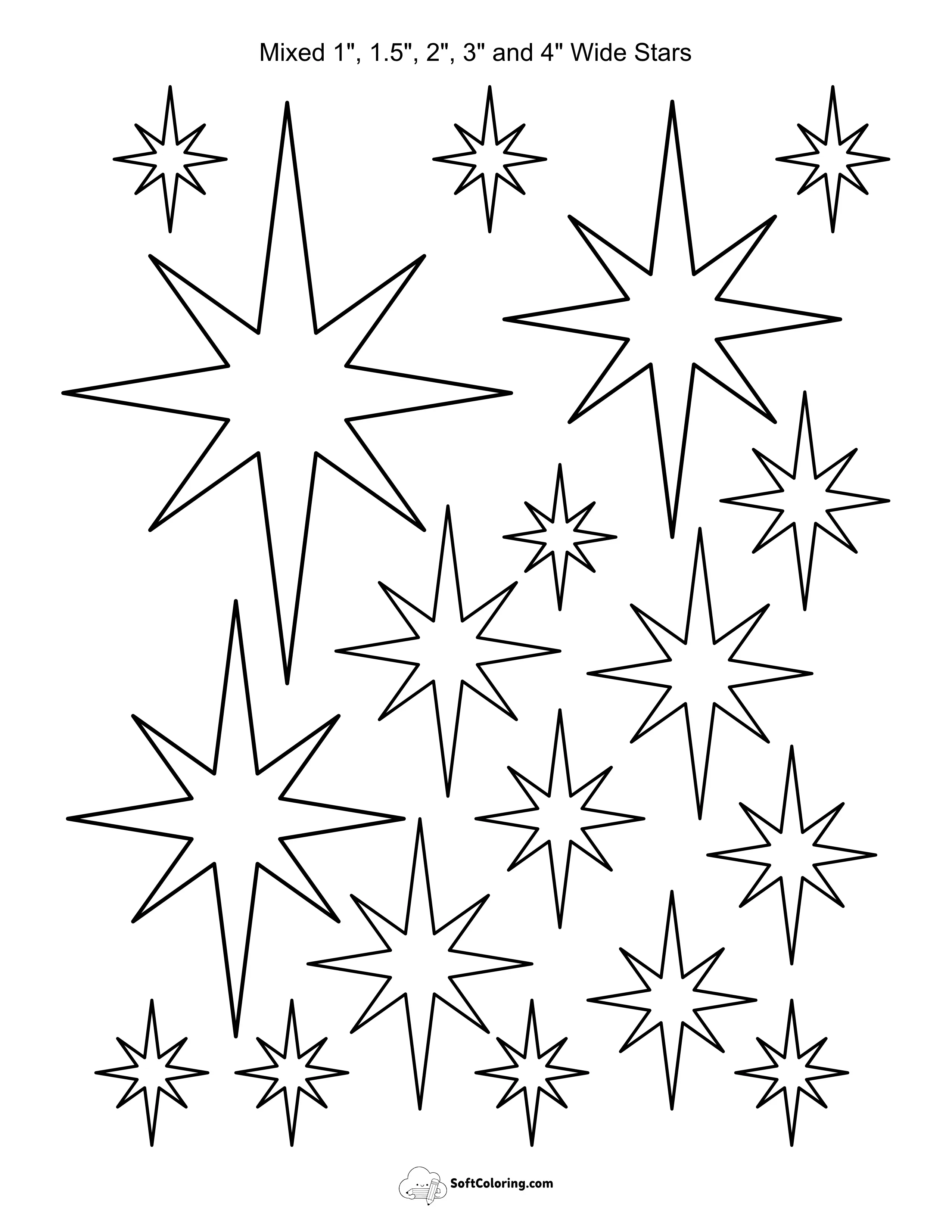 Mixed Sizes Christmas Star Shapes