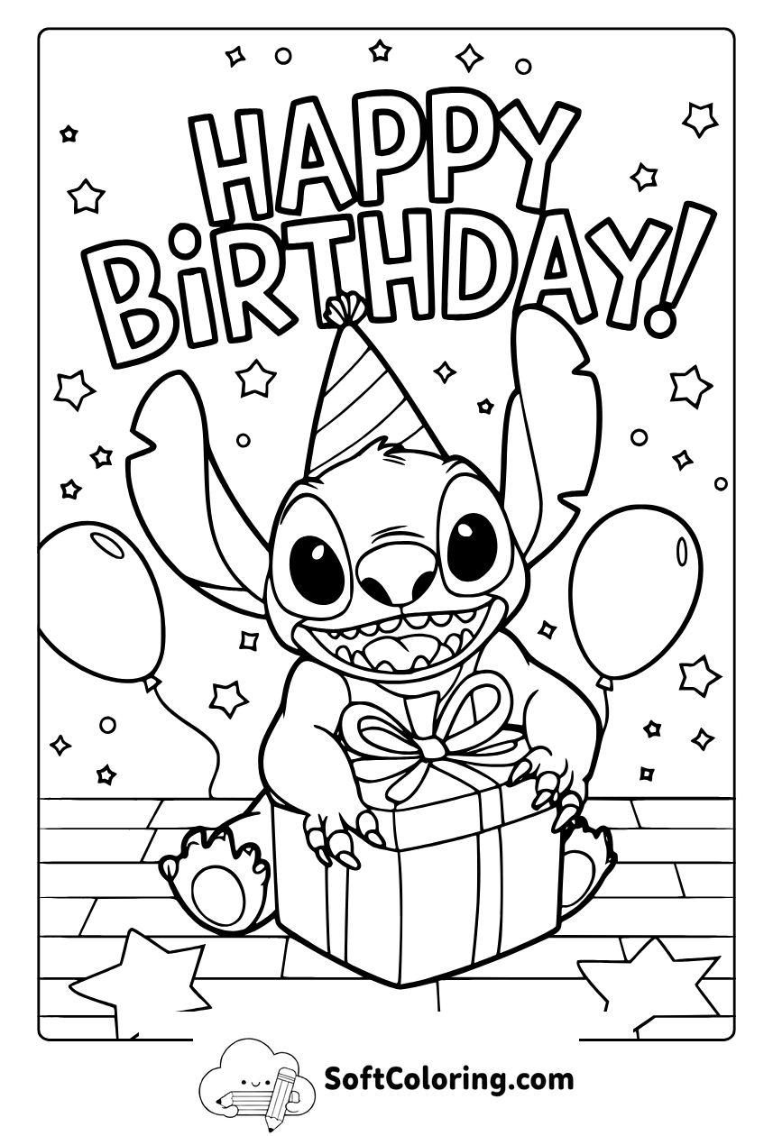 stitch happy birthday coloring pages