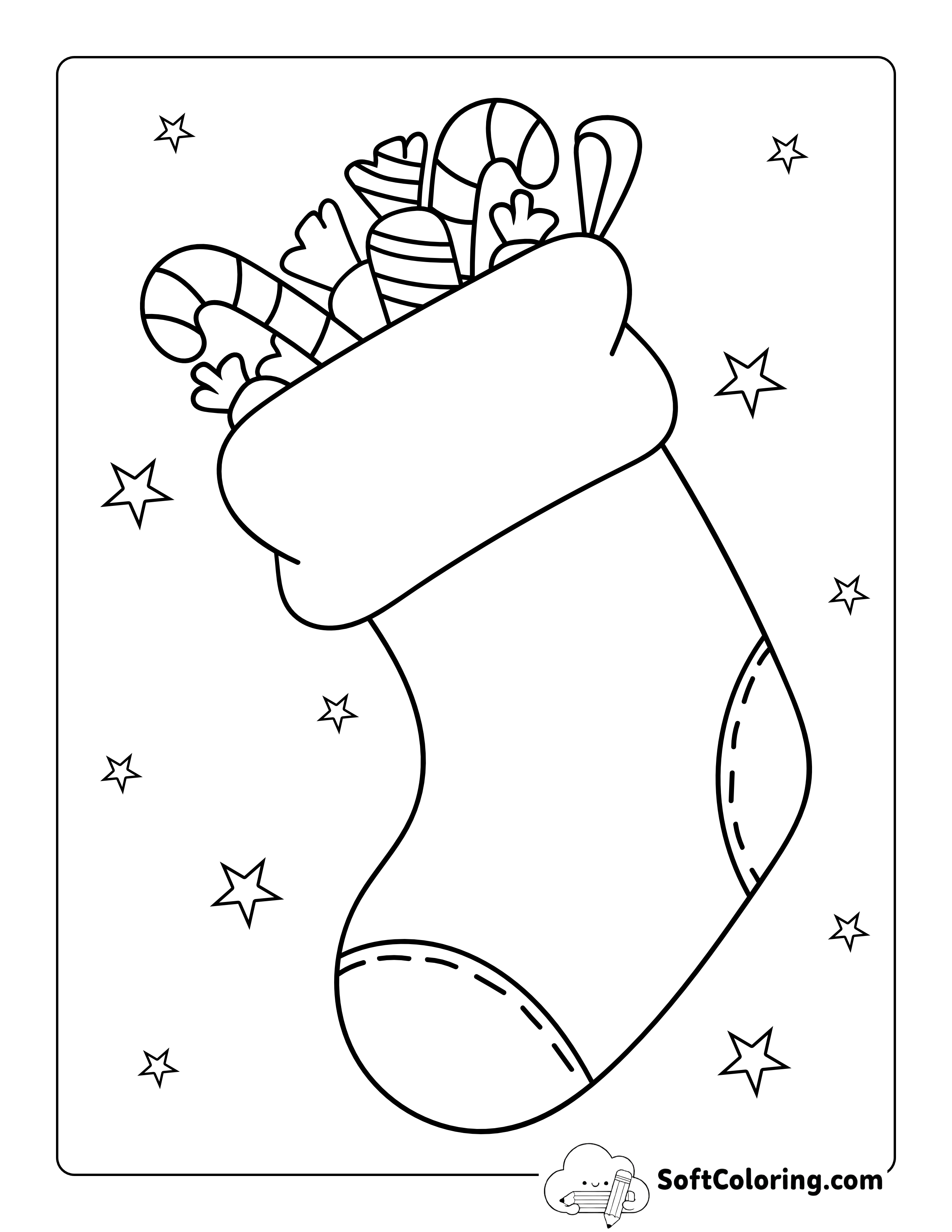 Christmas Stocking with Candy Picture for Preschoolers