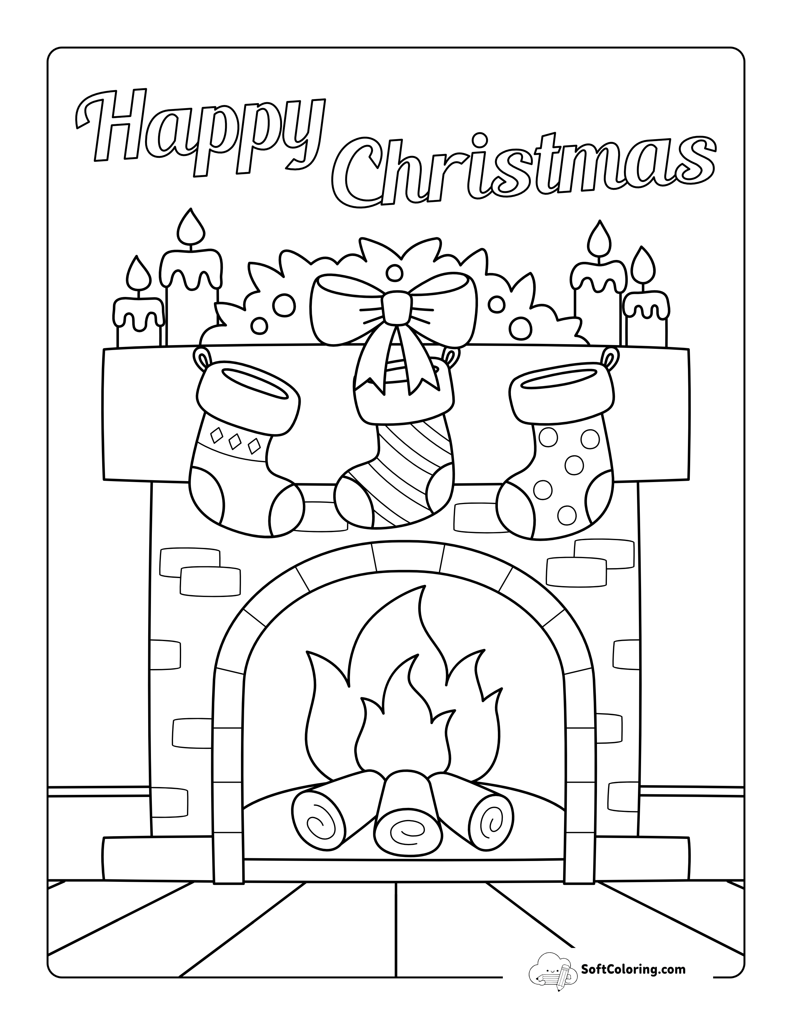 Christmas Stockings Coloring Sheet For Kids