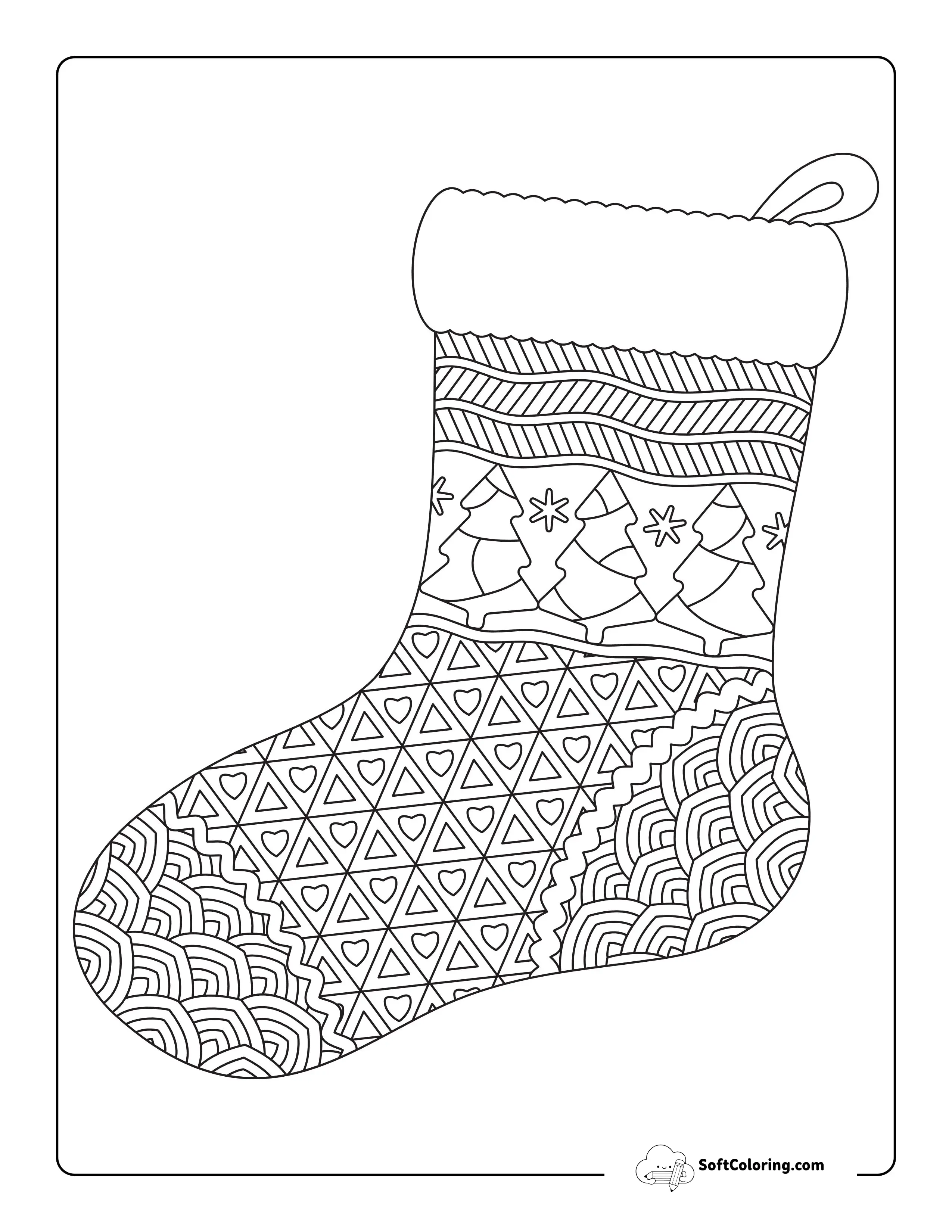 Christmas Stocking Zentangle To Color