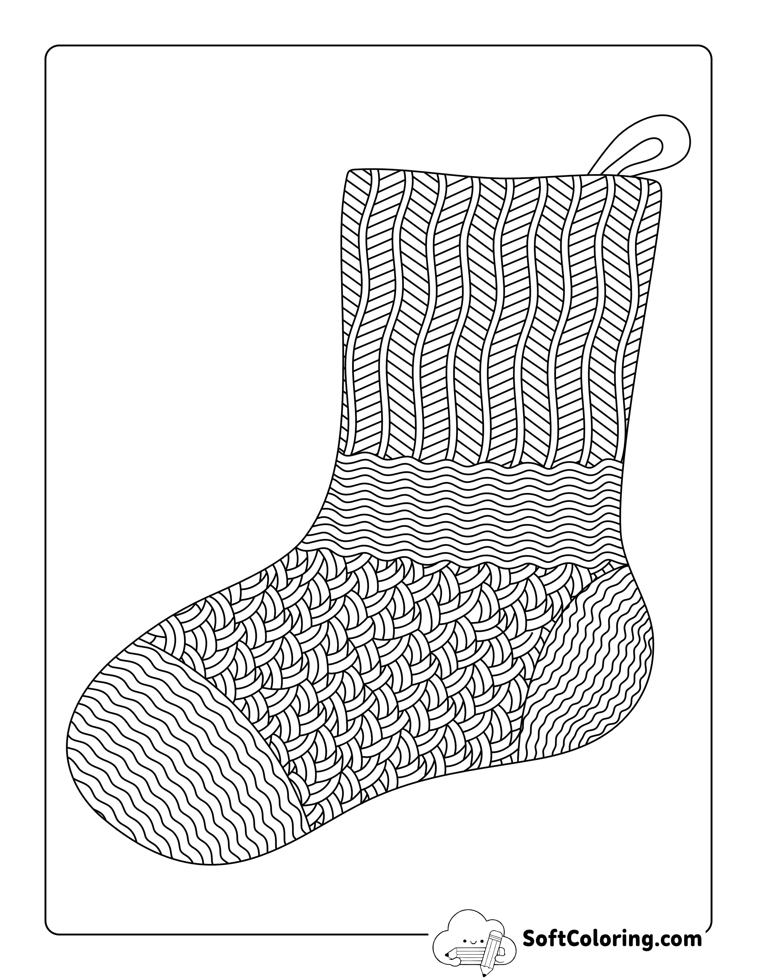 Christmas Stocking Coloring Page for Older Kids