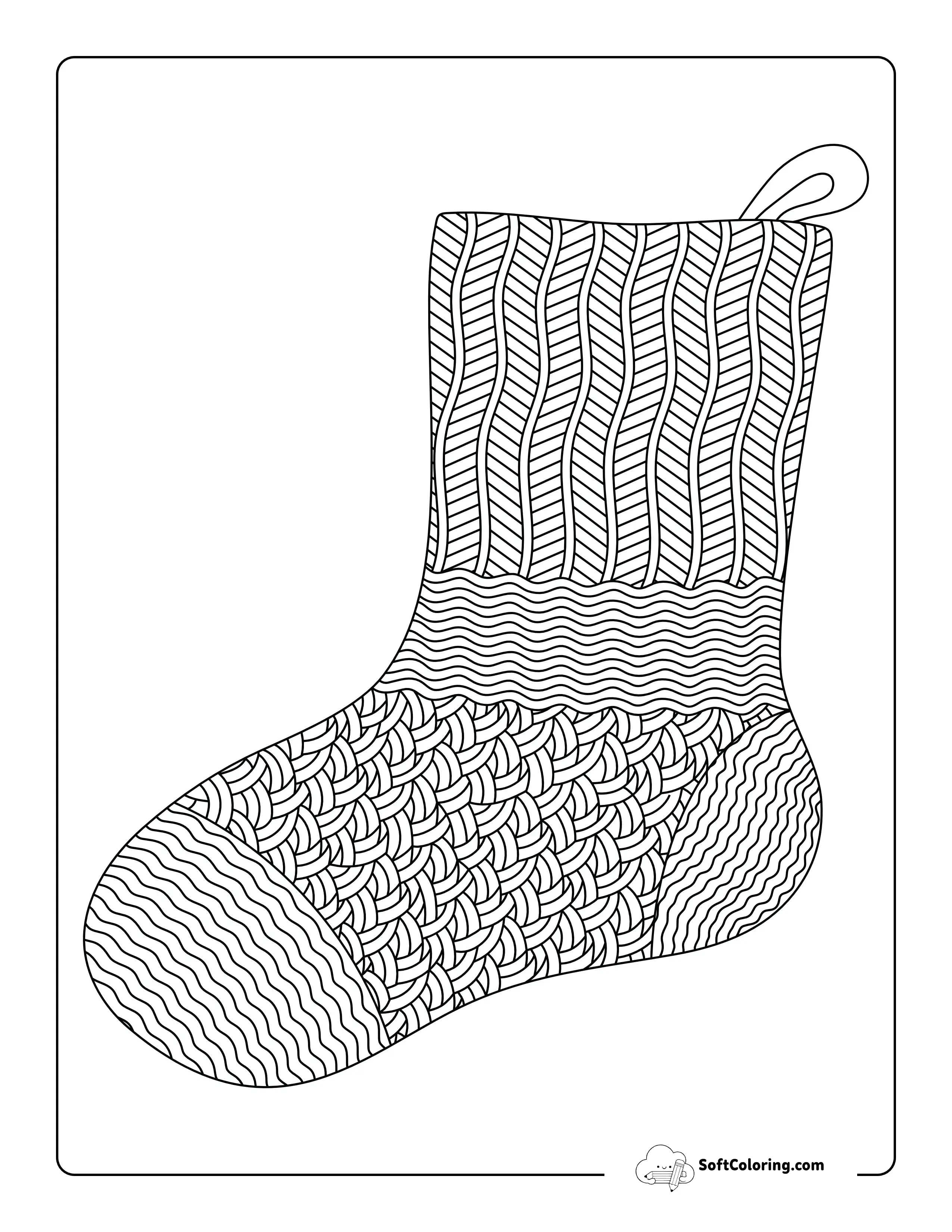 Christmas Stocking Coloring Page For Older Kids
