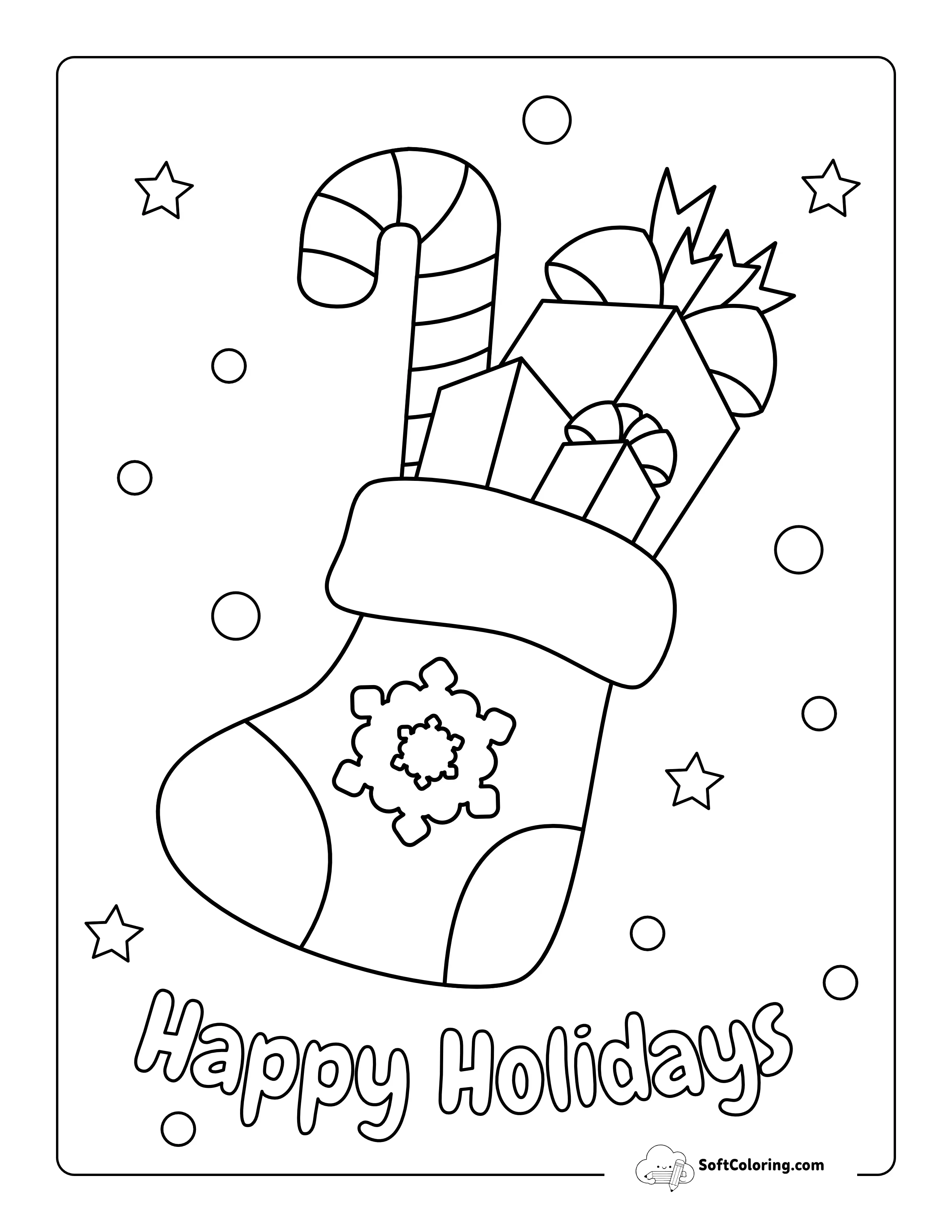 Easy Christmas Stocking Coloring Page