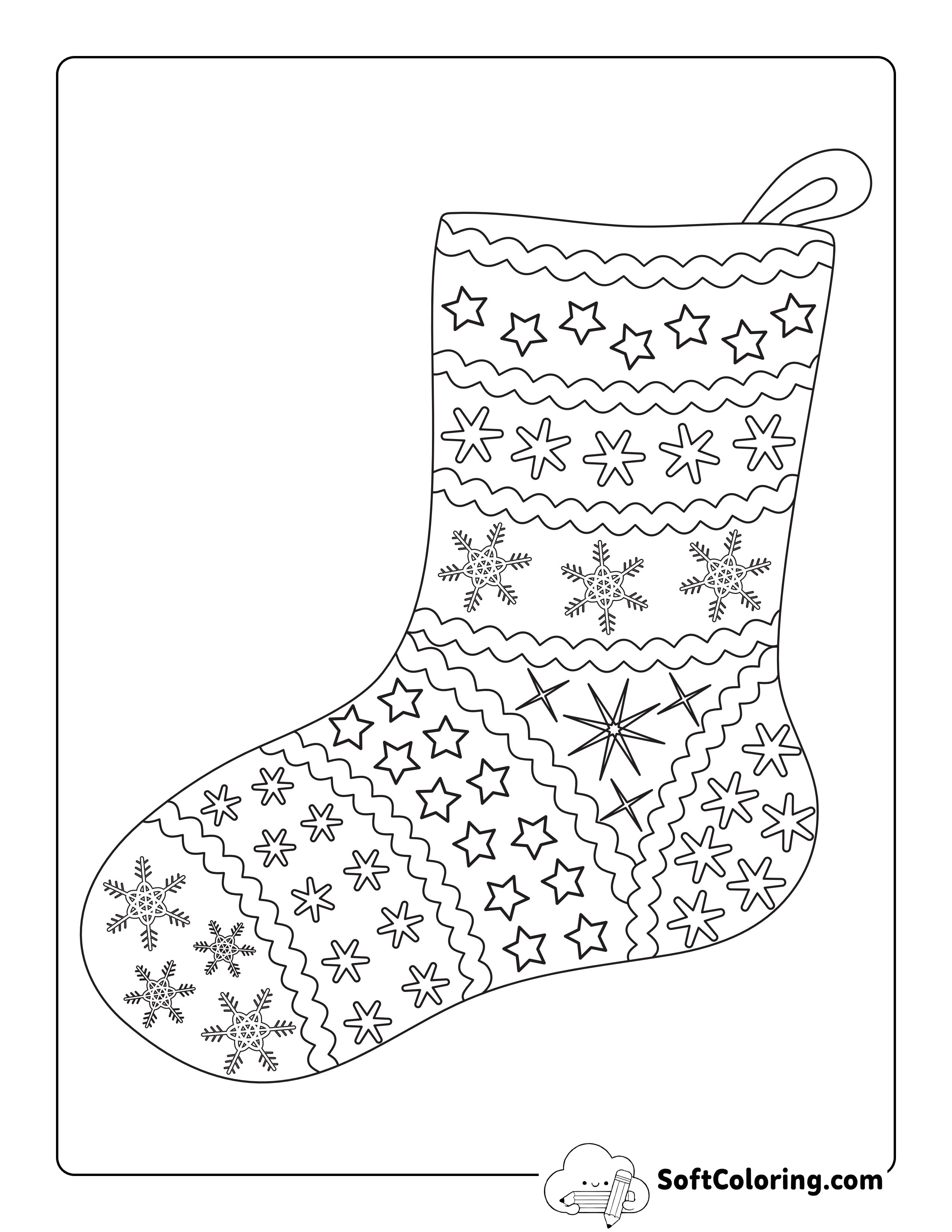Winter Stocking Coloring Page