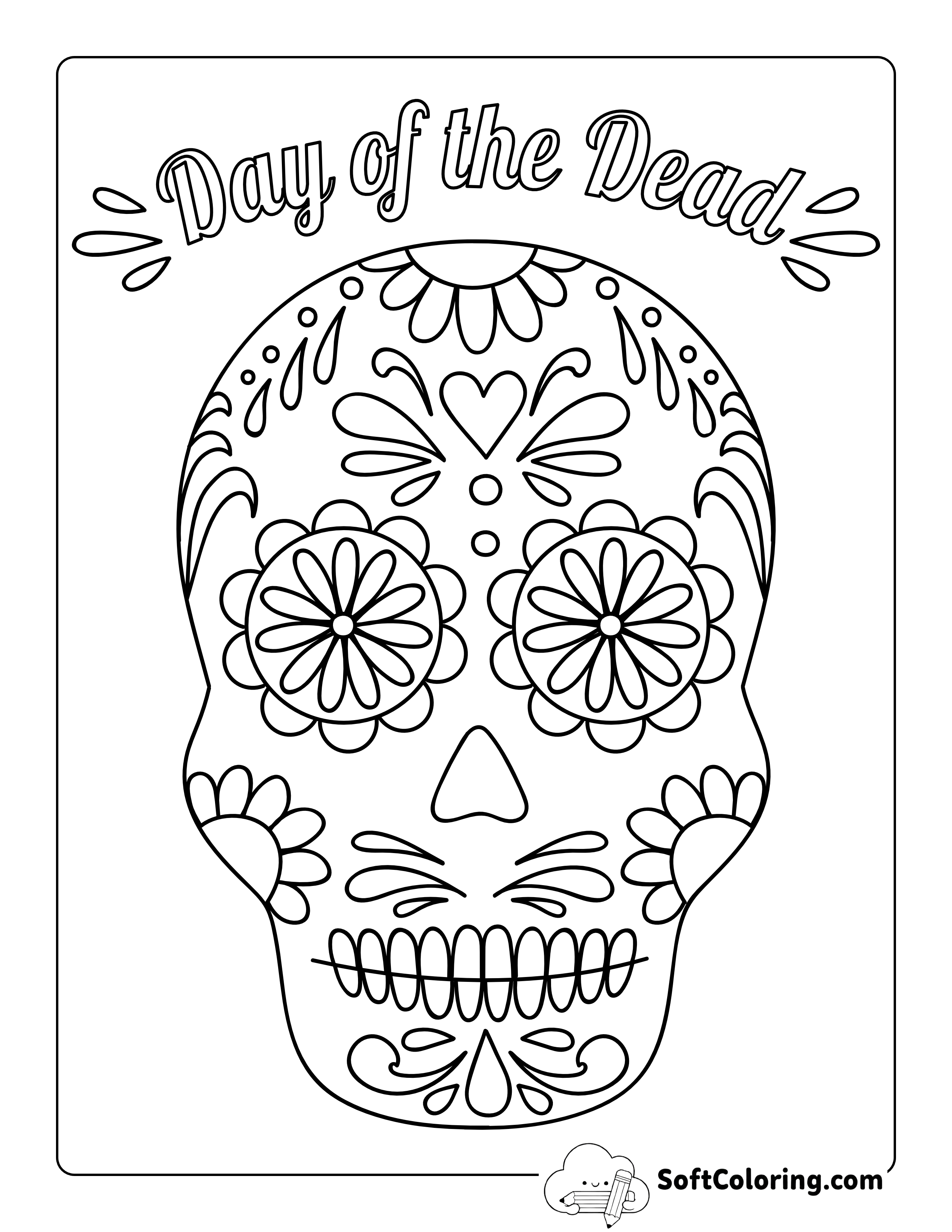 "Day of the Dead" Sugar Skull Coloring Sheet for Teens