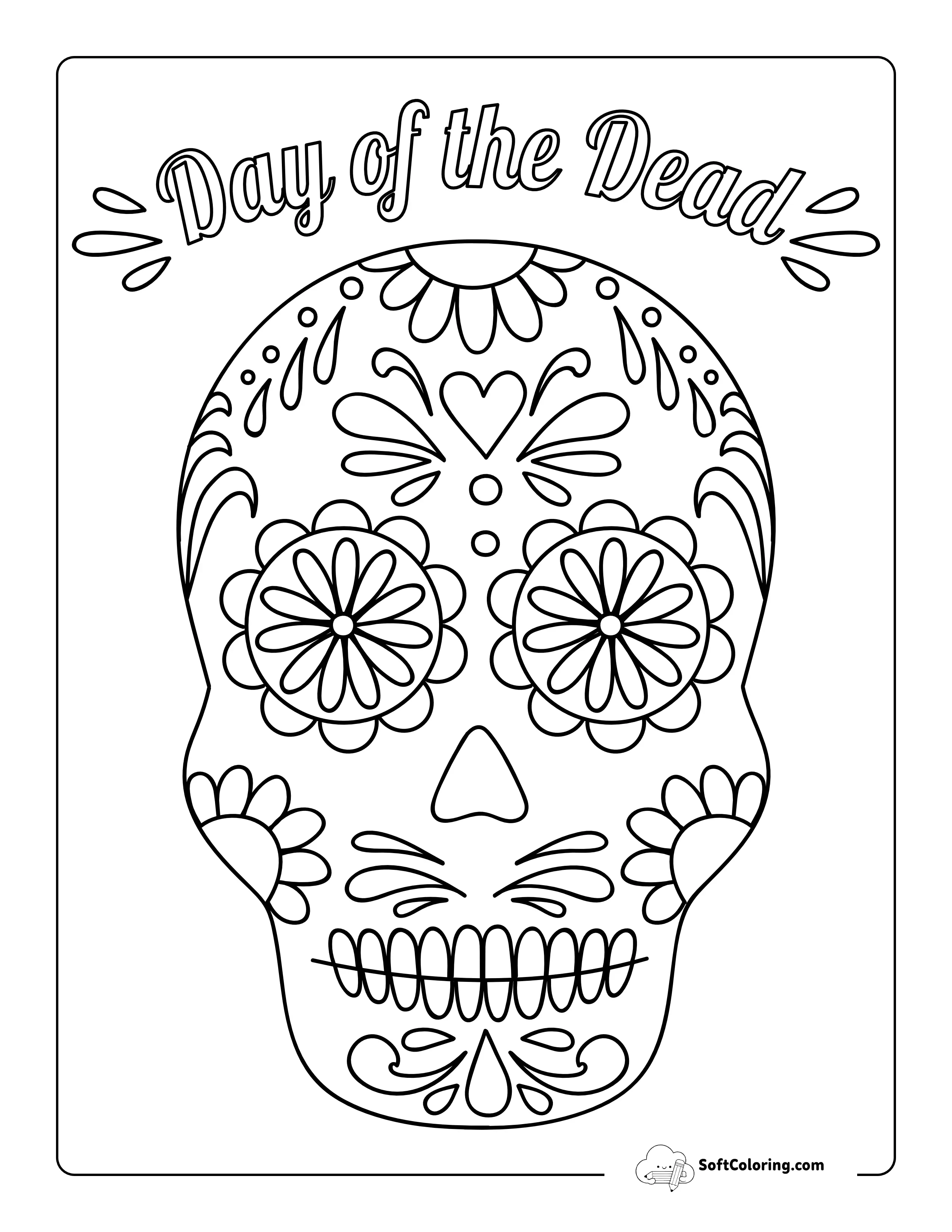 "Day Of The Dead" Sugar Skull Coloring Sheet For Teens