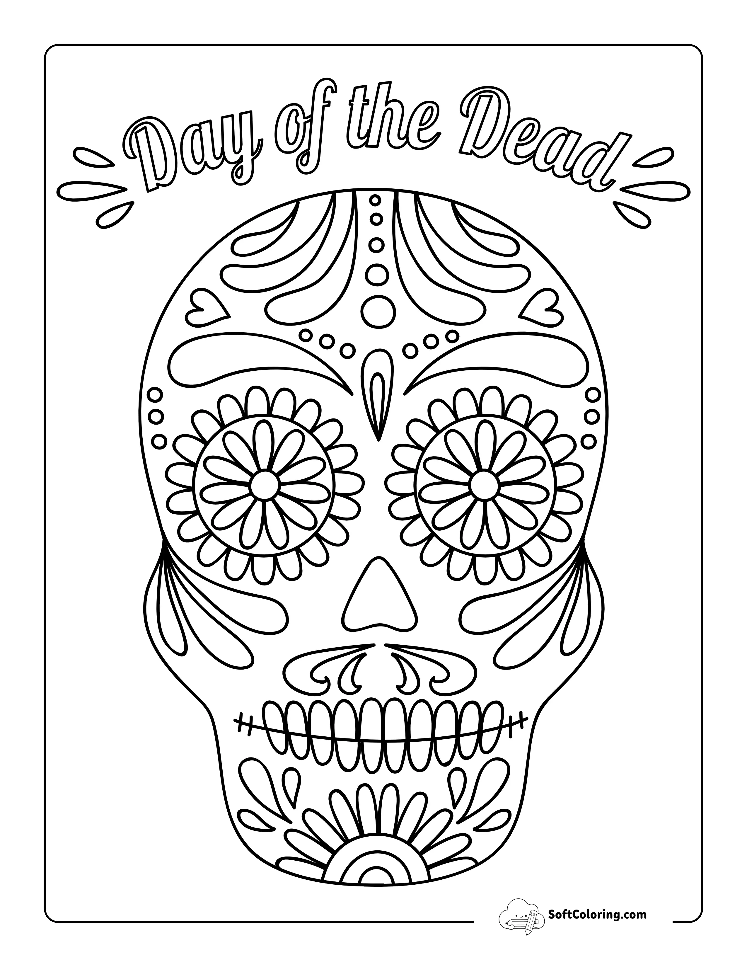 "Day Of The Dead" Printable Sugar Skull To Color