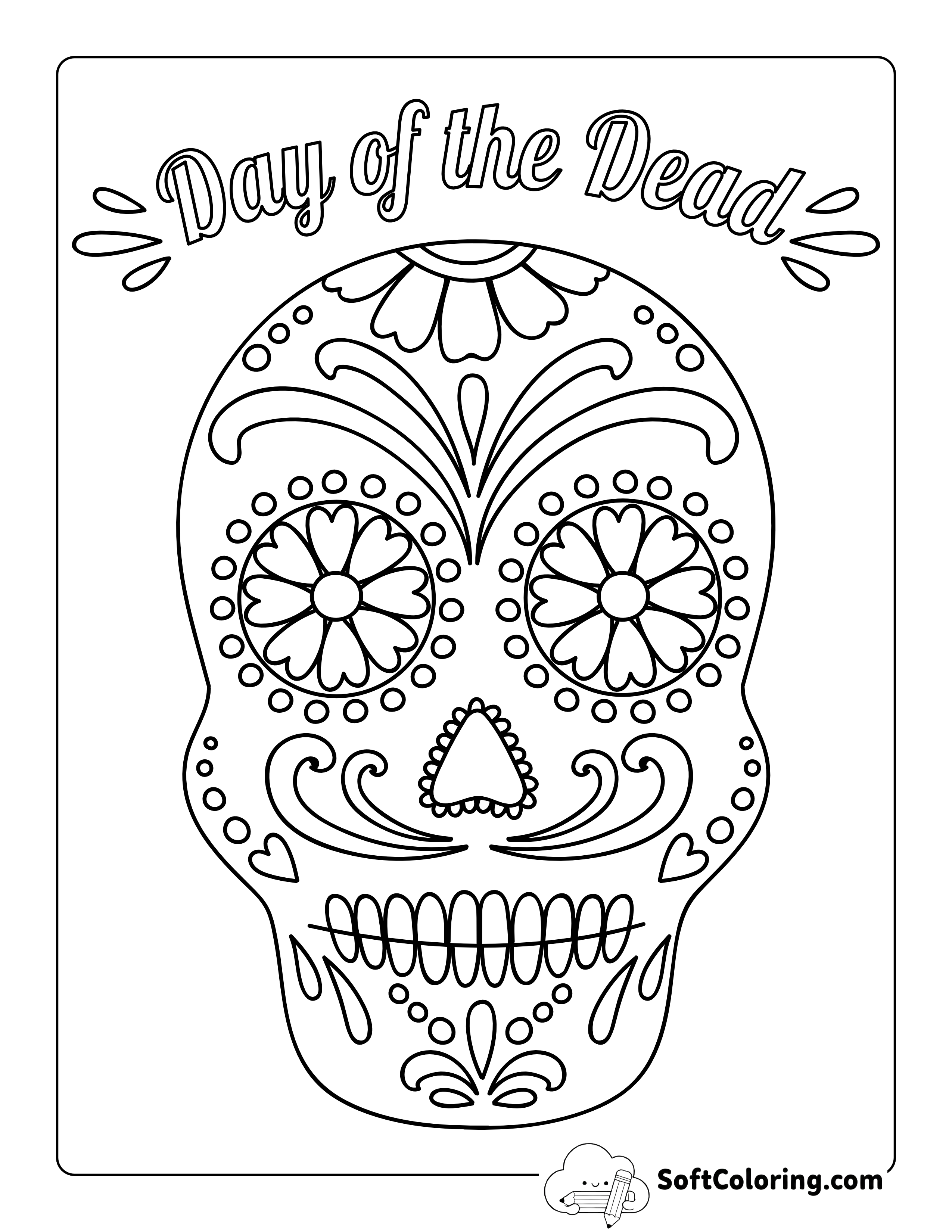 Sugar Skull Color Sheet with Mustache