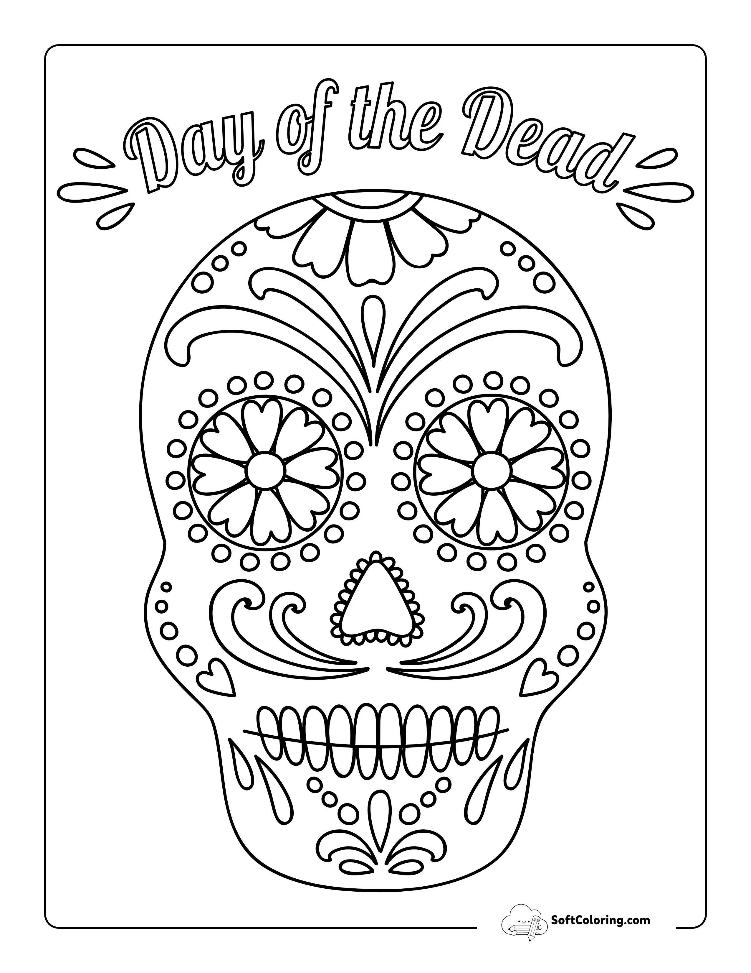 Sugar Skull Color Sheet With Mustache