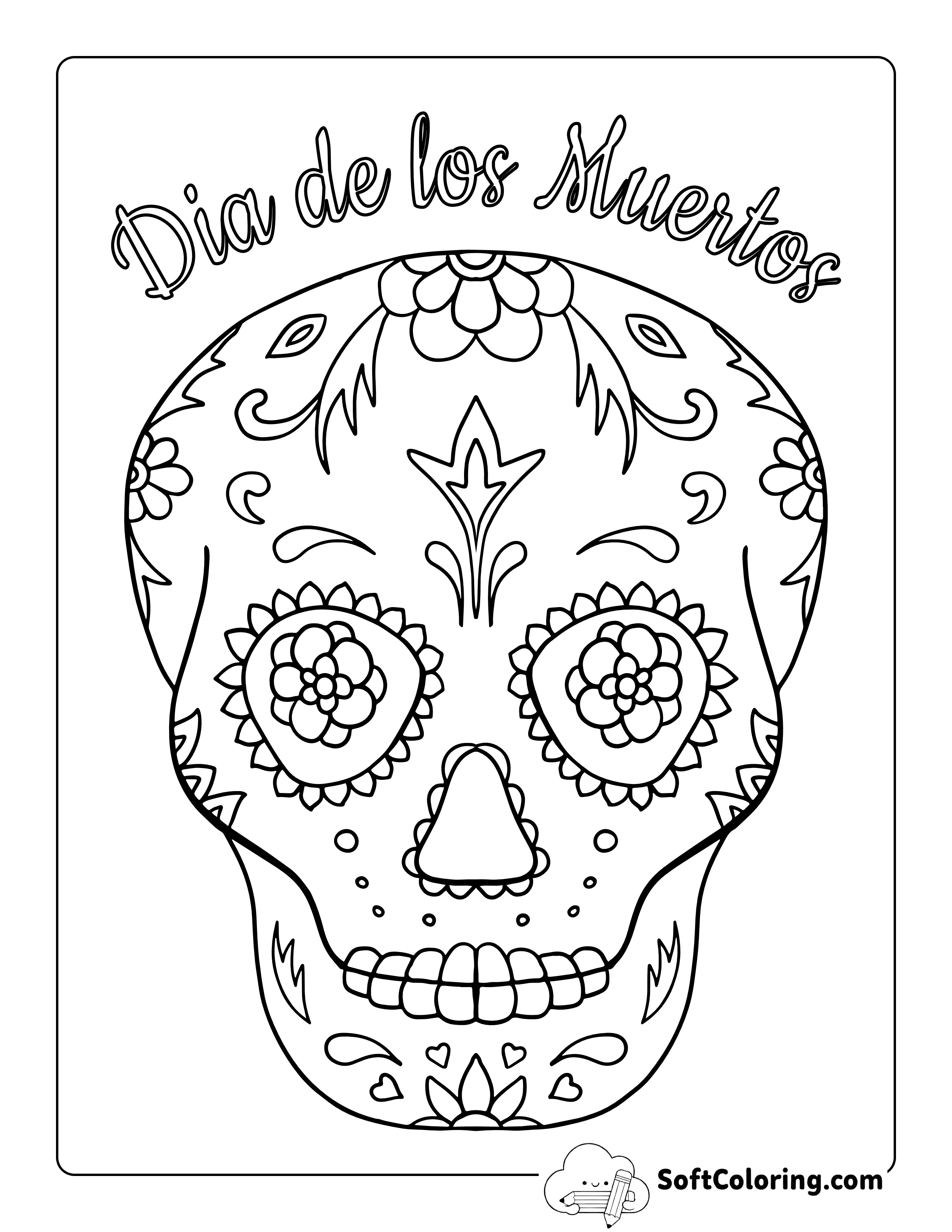 "Dia De Los Muertos" Sugar Skull Coloring Sheet