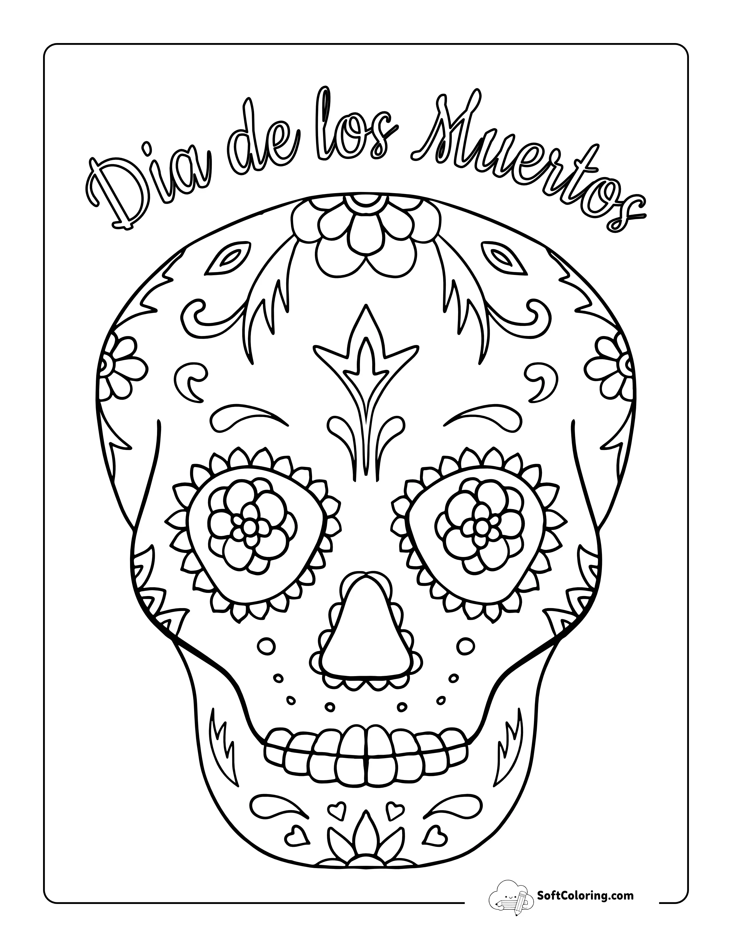 "Dia De Los Muertos" Sugar Skull Coloring Sheet
