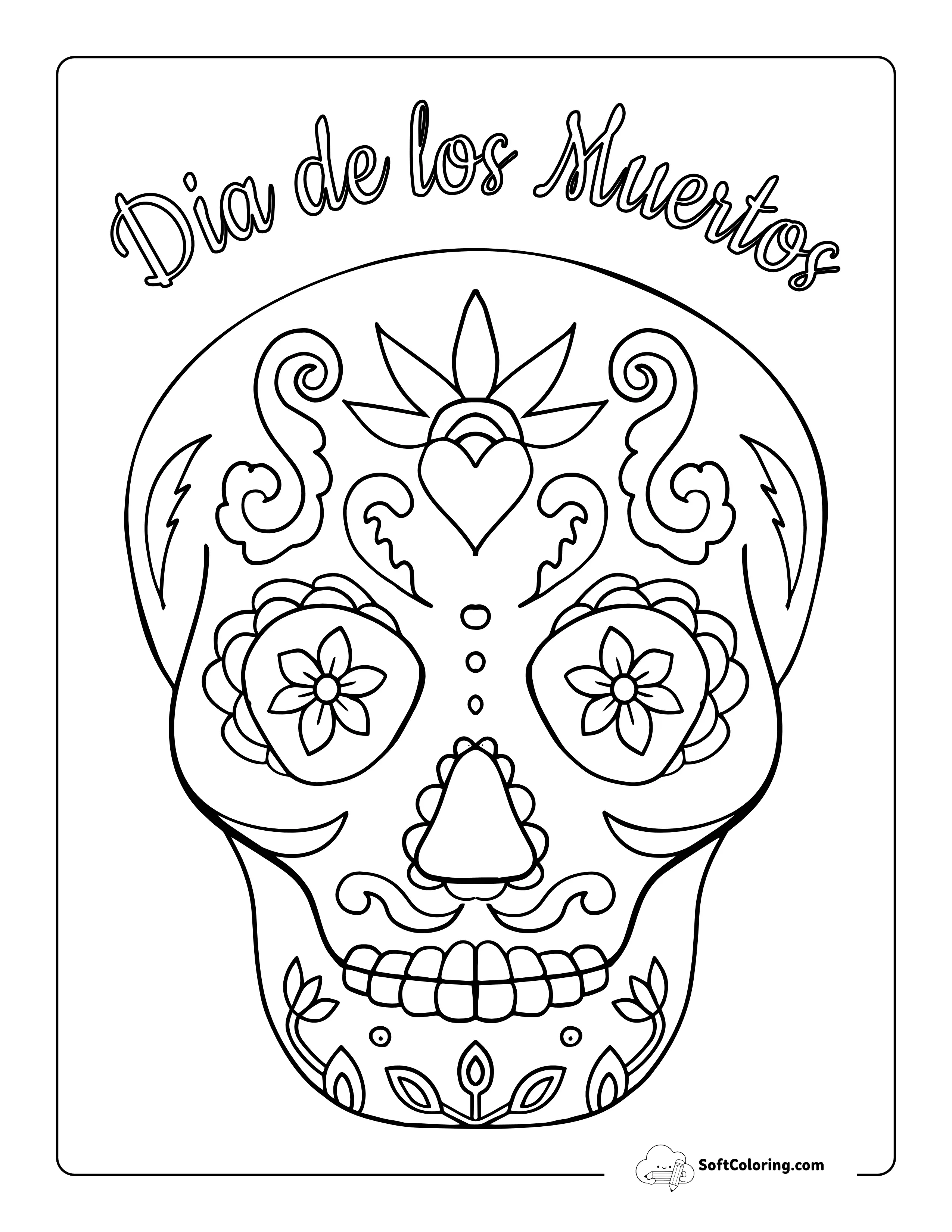 "Dia De Los Muertos" Sugar Skull To Color