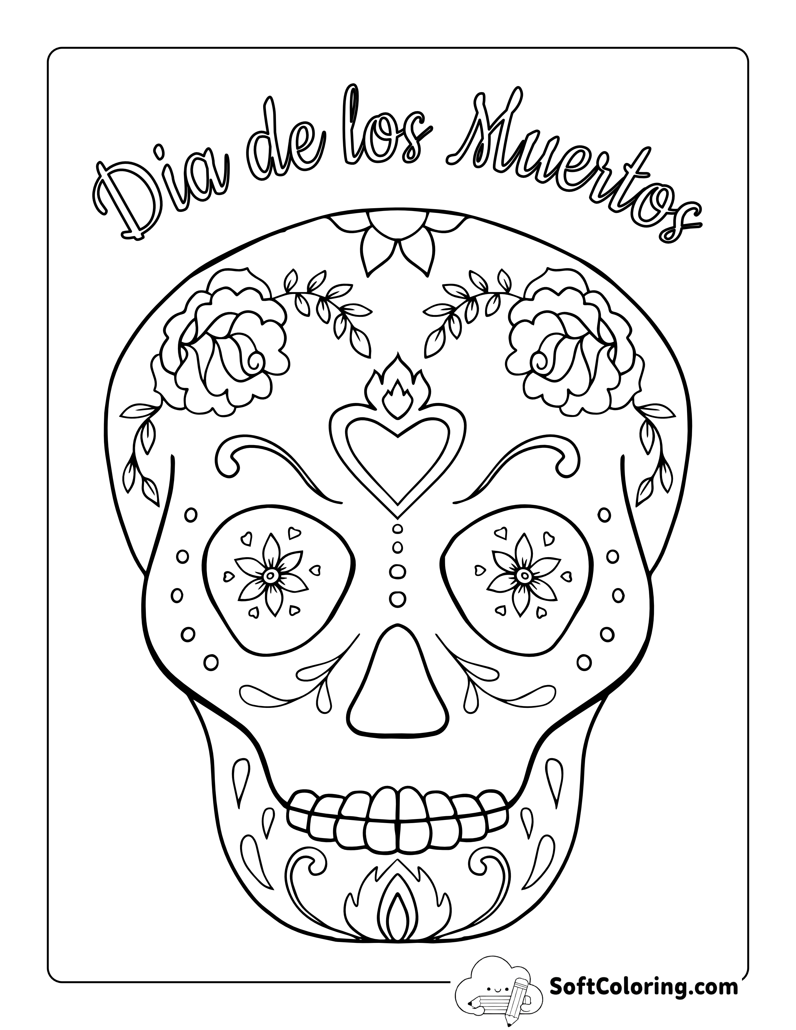 "Dia De Los Muertos" Skull Picture to Color