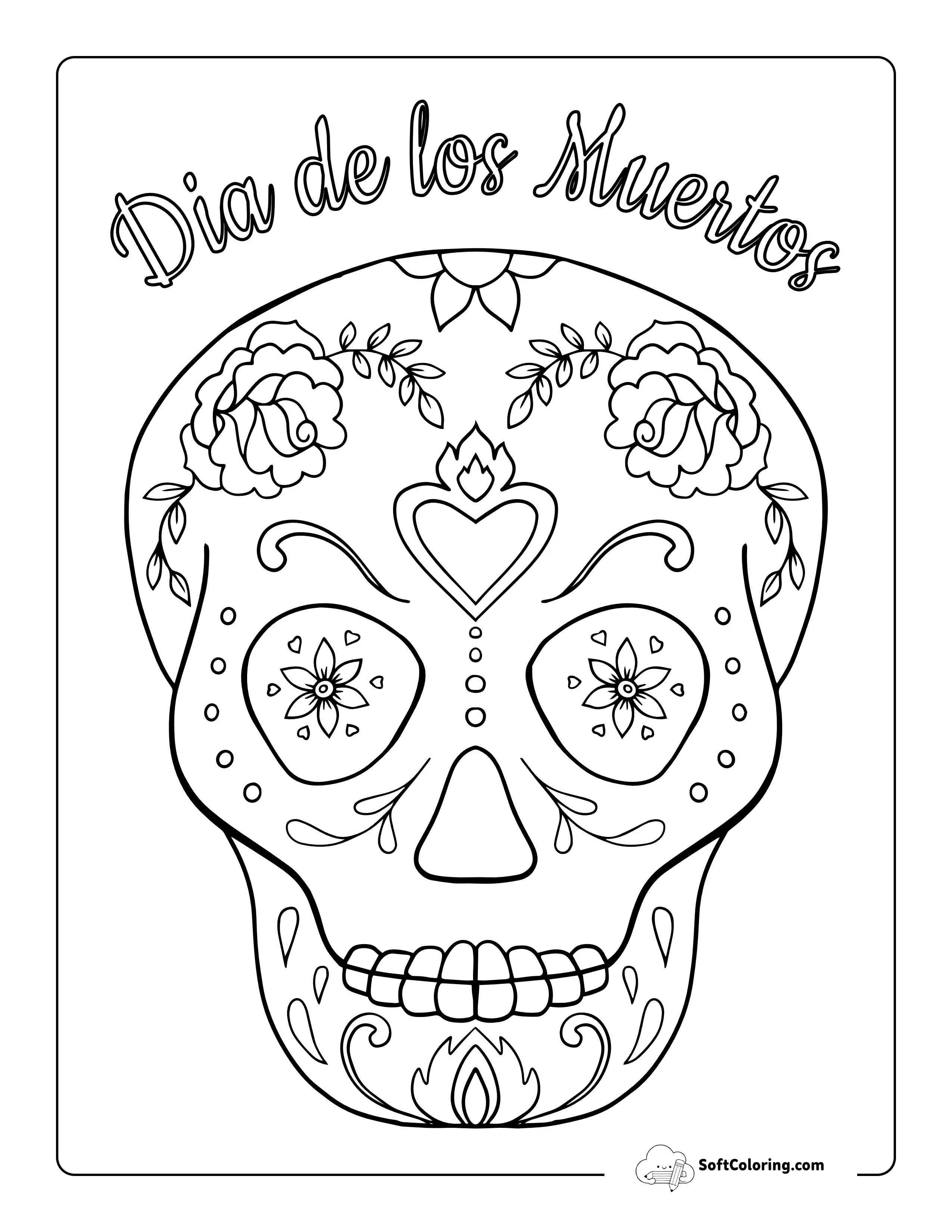 "Dia De Los Muertos" Skull Picture To Color