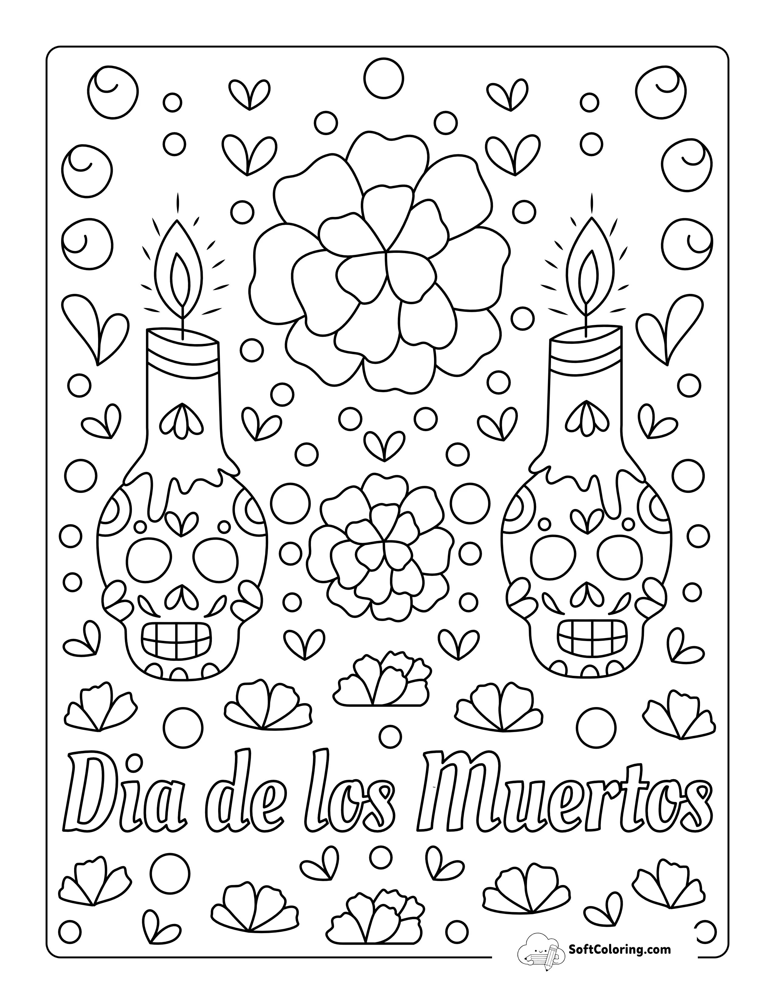 "Dia De Los Muertos" Picture To Color With Candles