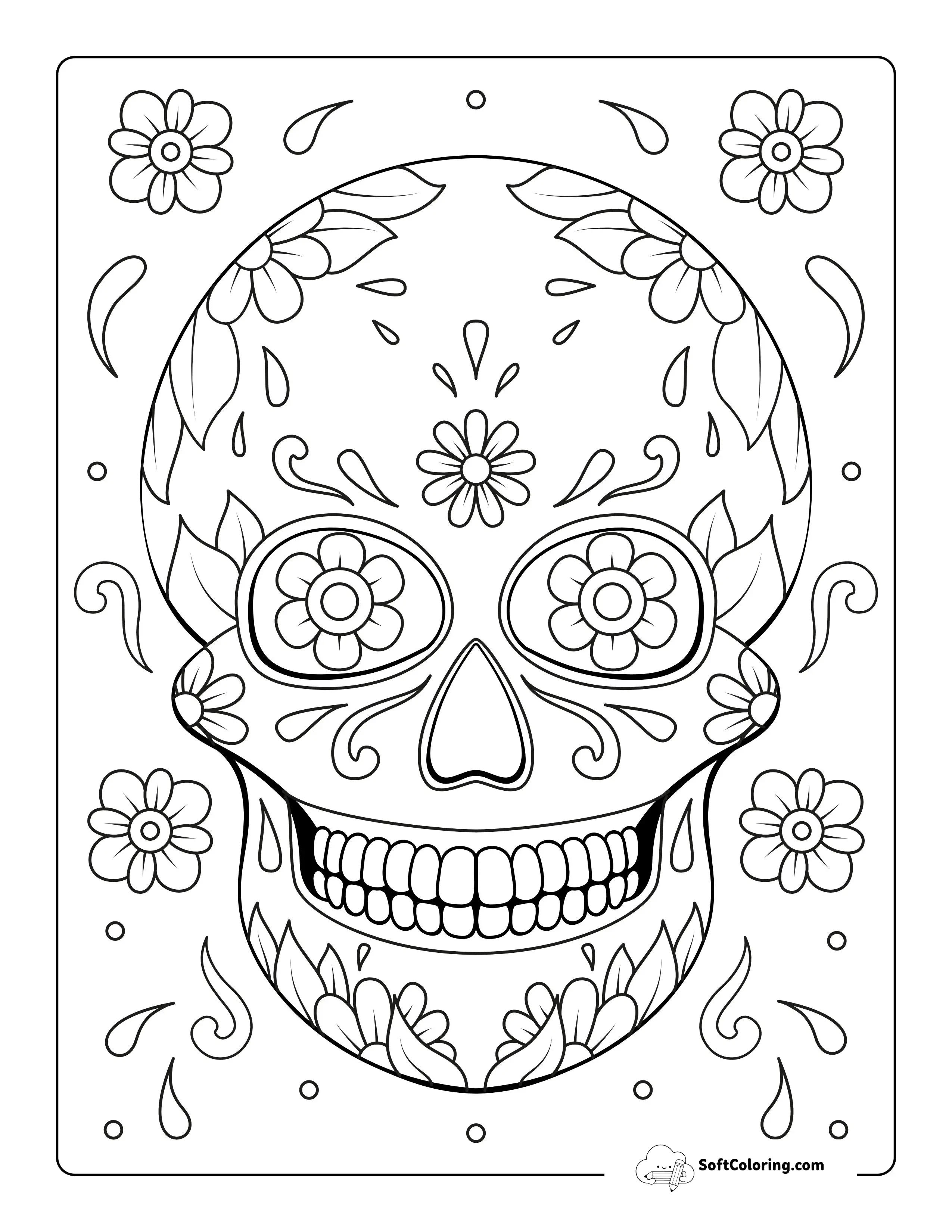 Simple Sugar Skull Printable To Color