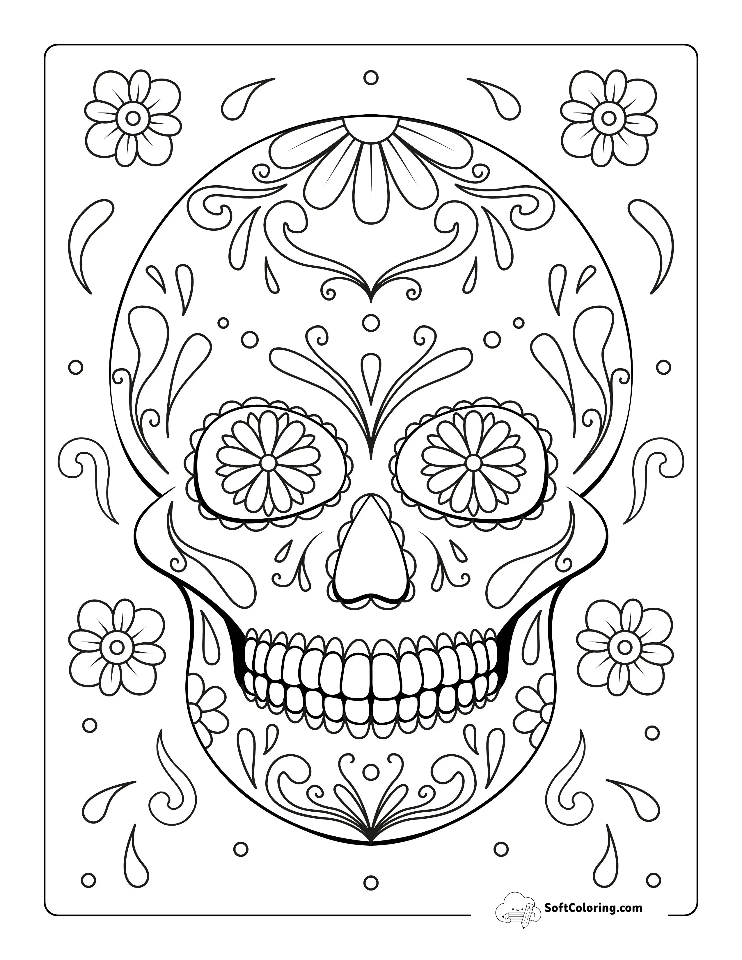 Printable Sugar Skull Coloring Sheet For Kids