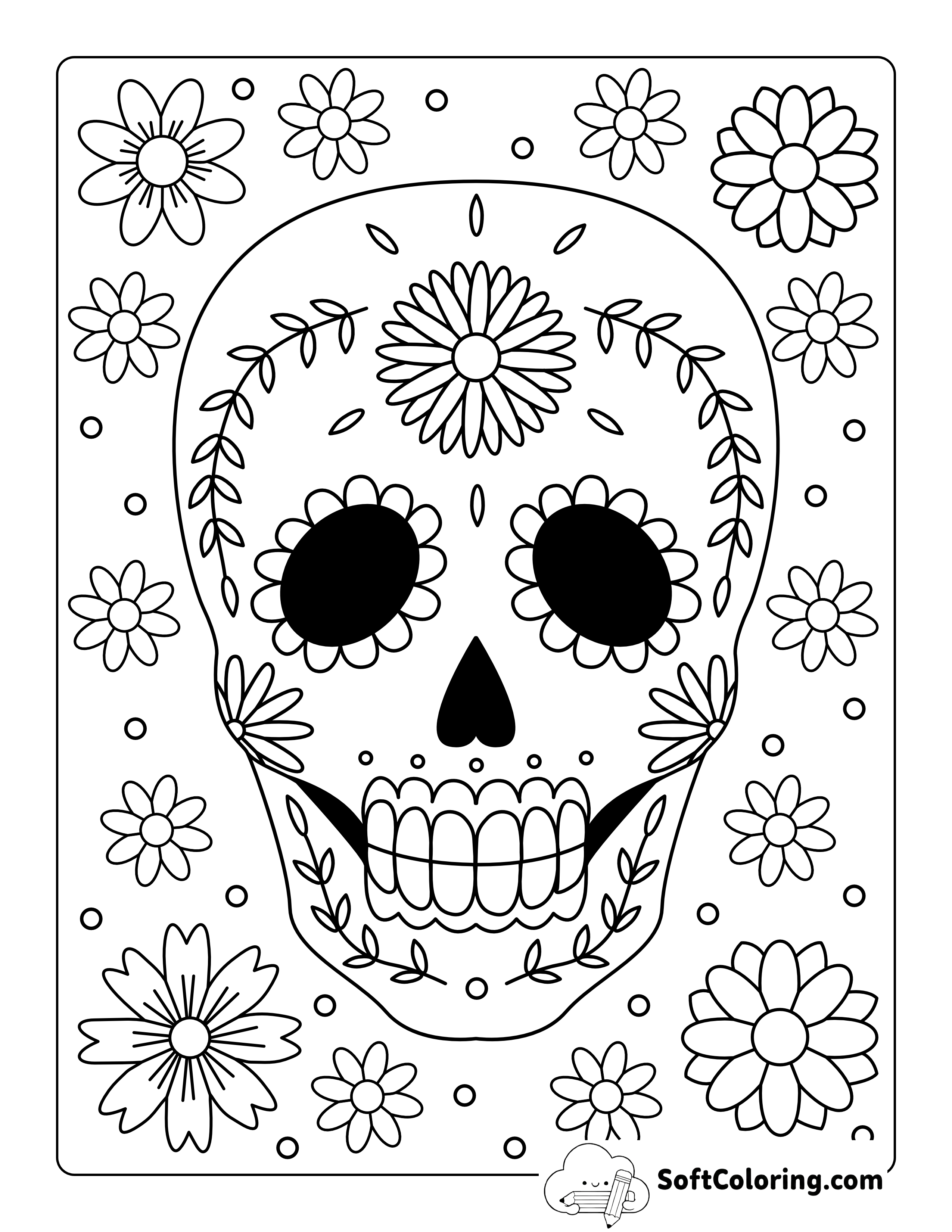 Sugar Skull Coloring Page for Teens