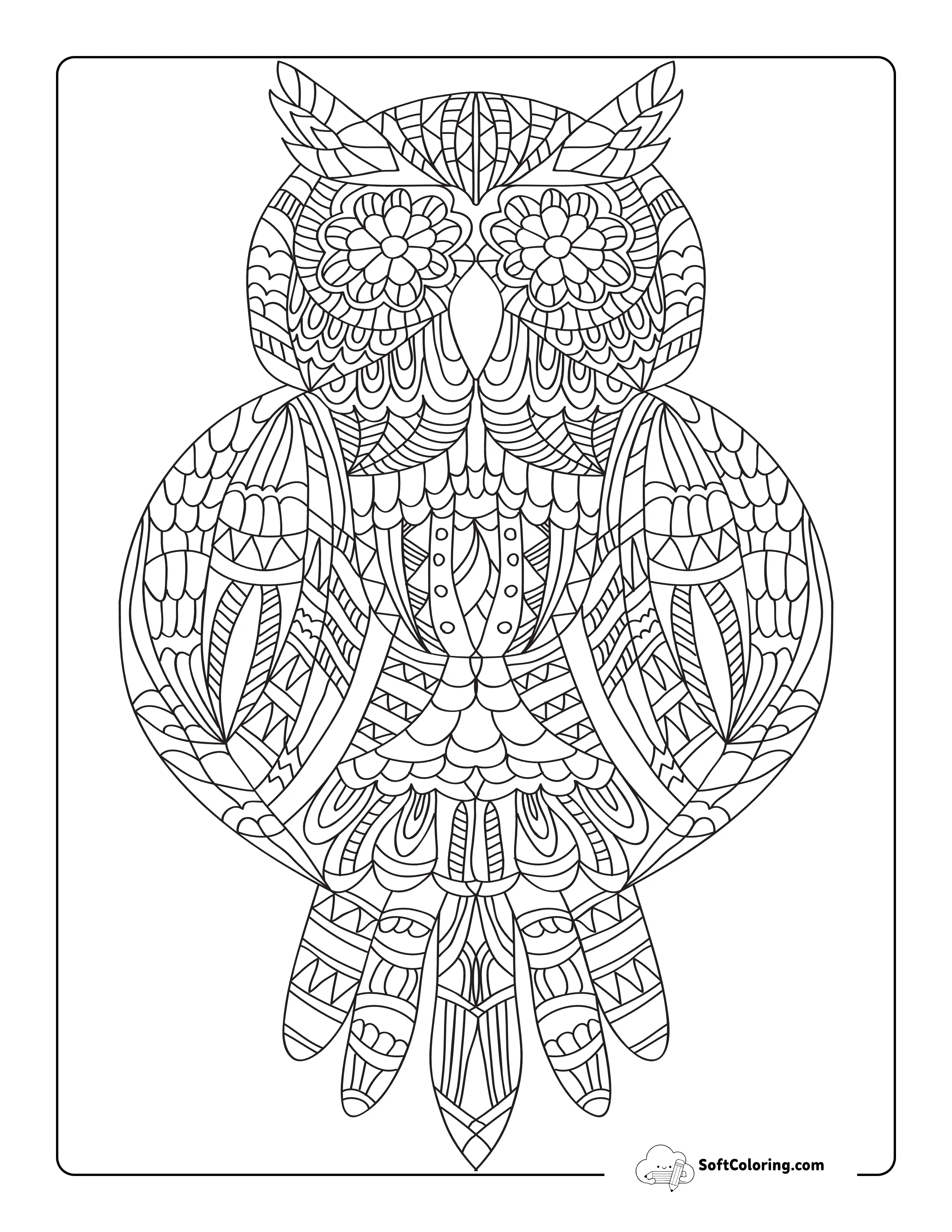 New! Sugar Skull Owl Mandala Coloring Page