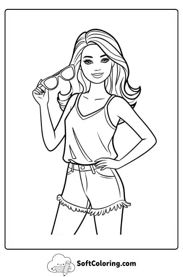 Summer Barbie Coloring Page