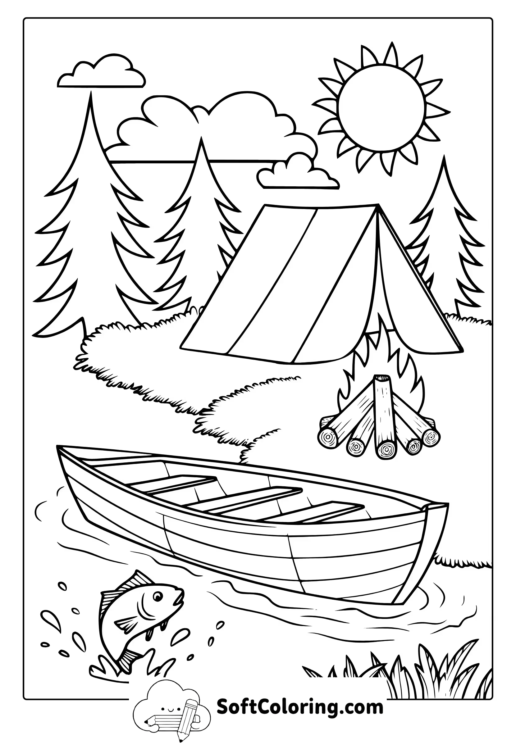 summer camping coloring page
