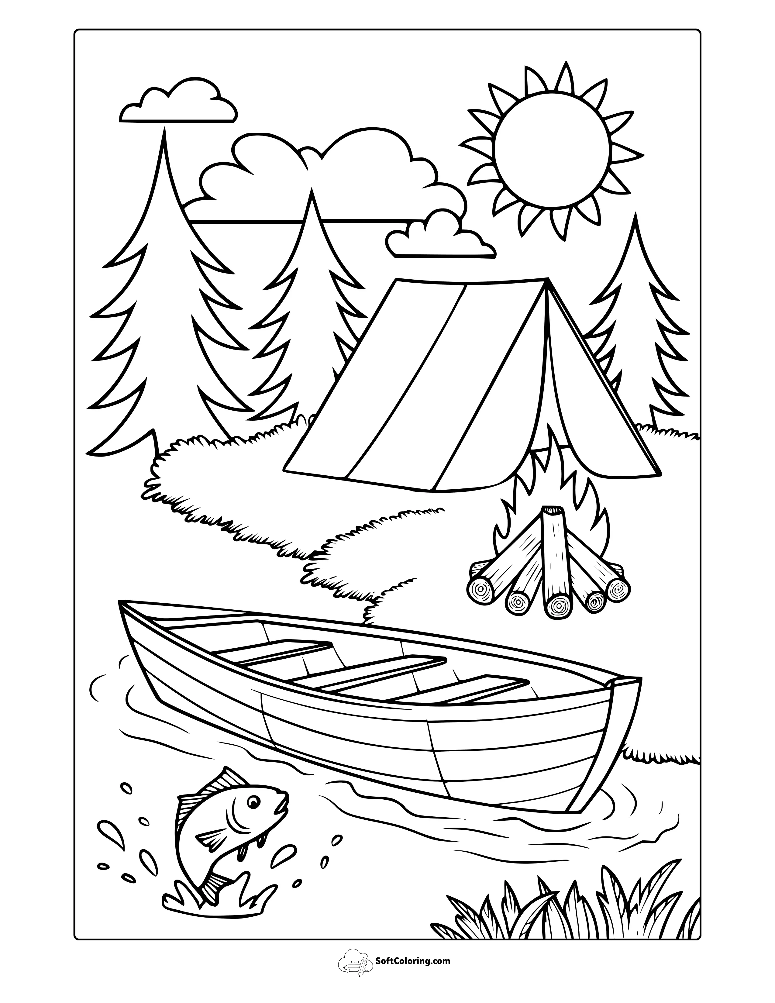 Summer Camping Coloring Page