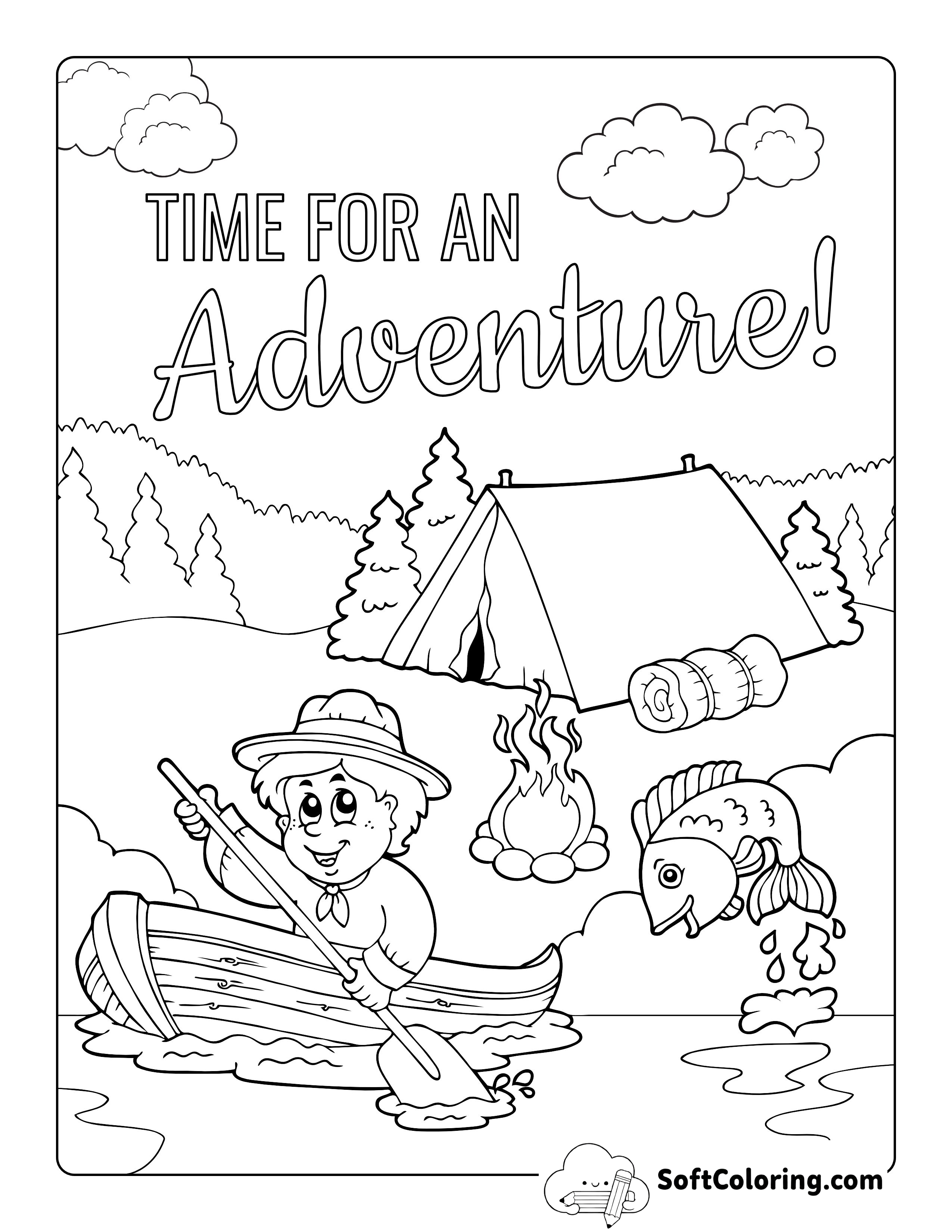 Camping Adventure Coloring Page