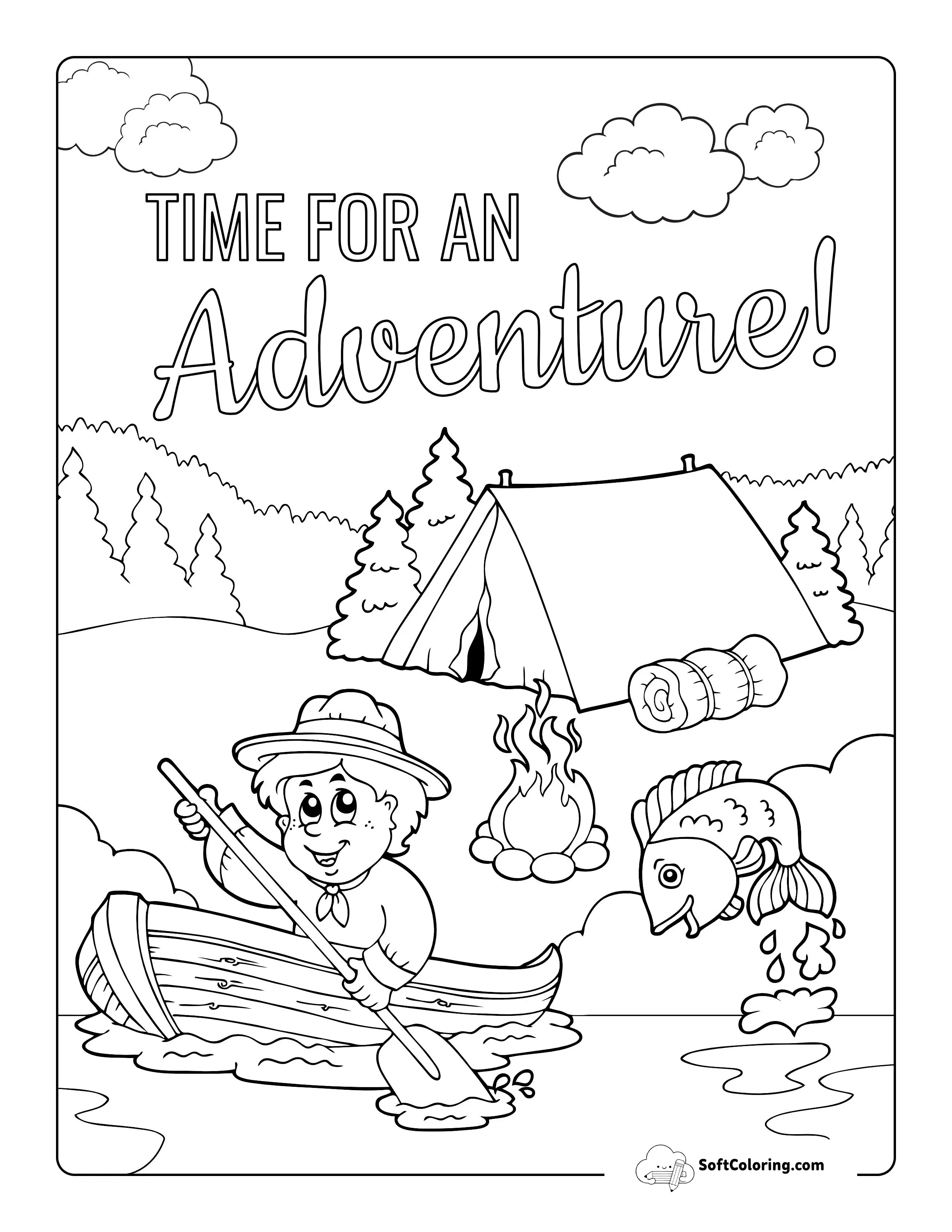 Camping Adventure Coloring Page