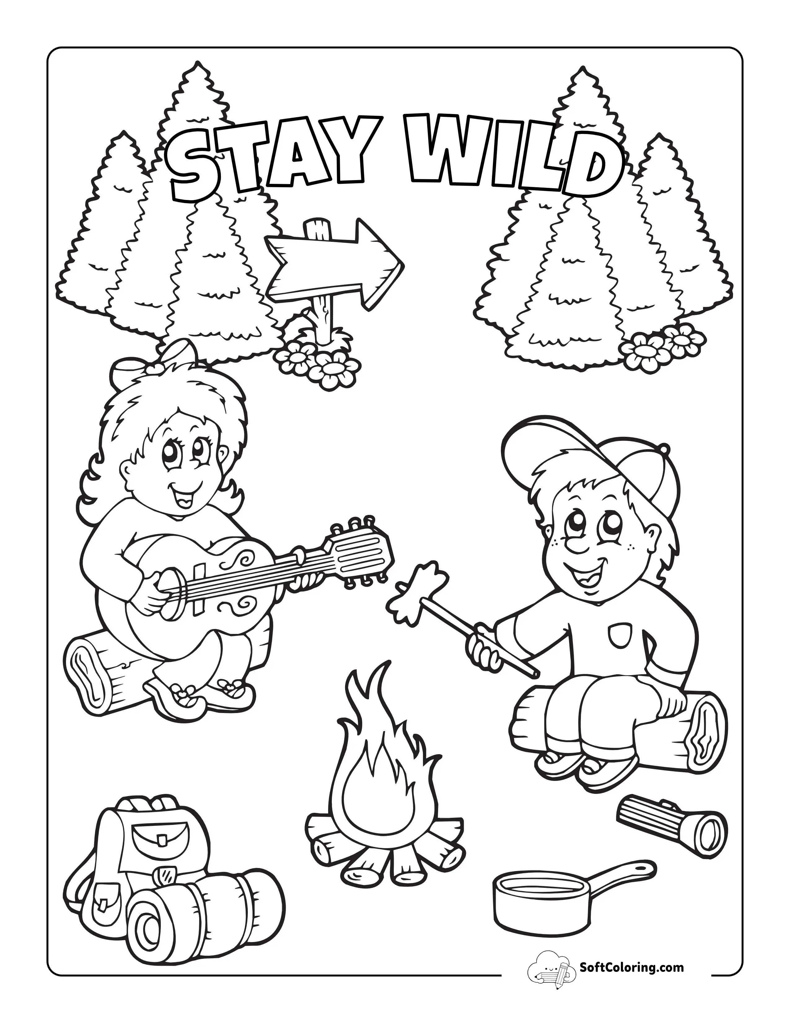 Summer Camping Coloring Page Pdf
