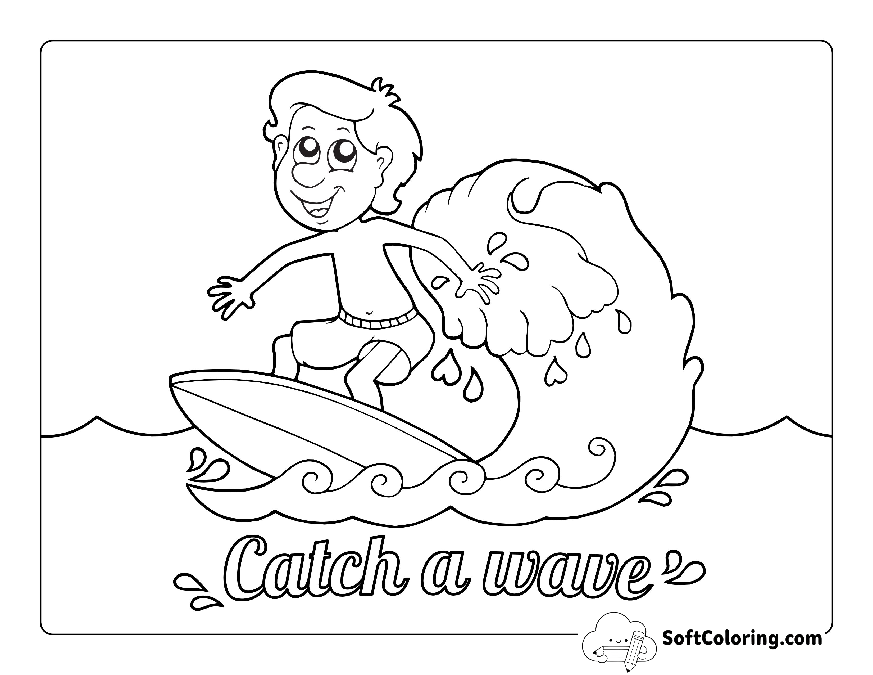 Boy Surfing Picture to Color