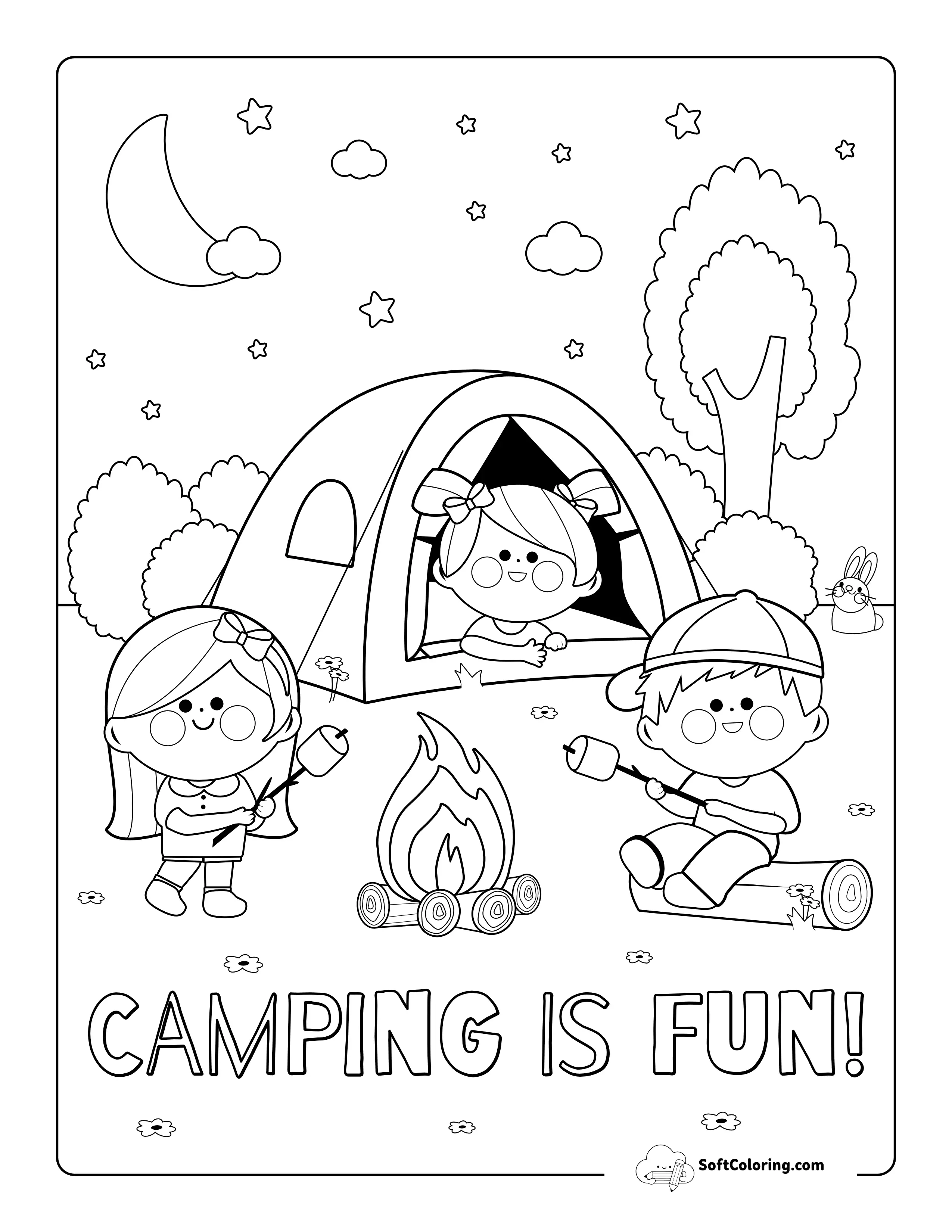 Summer Camping Coloring Sheet
