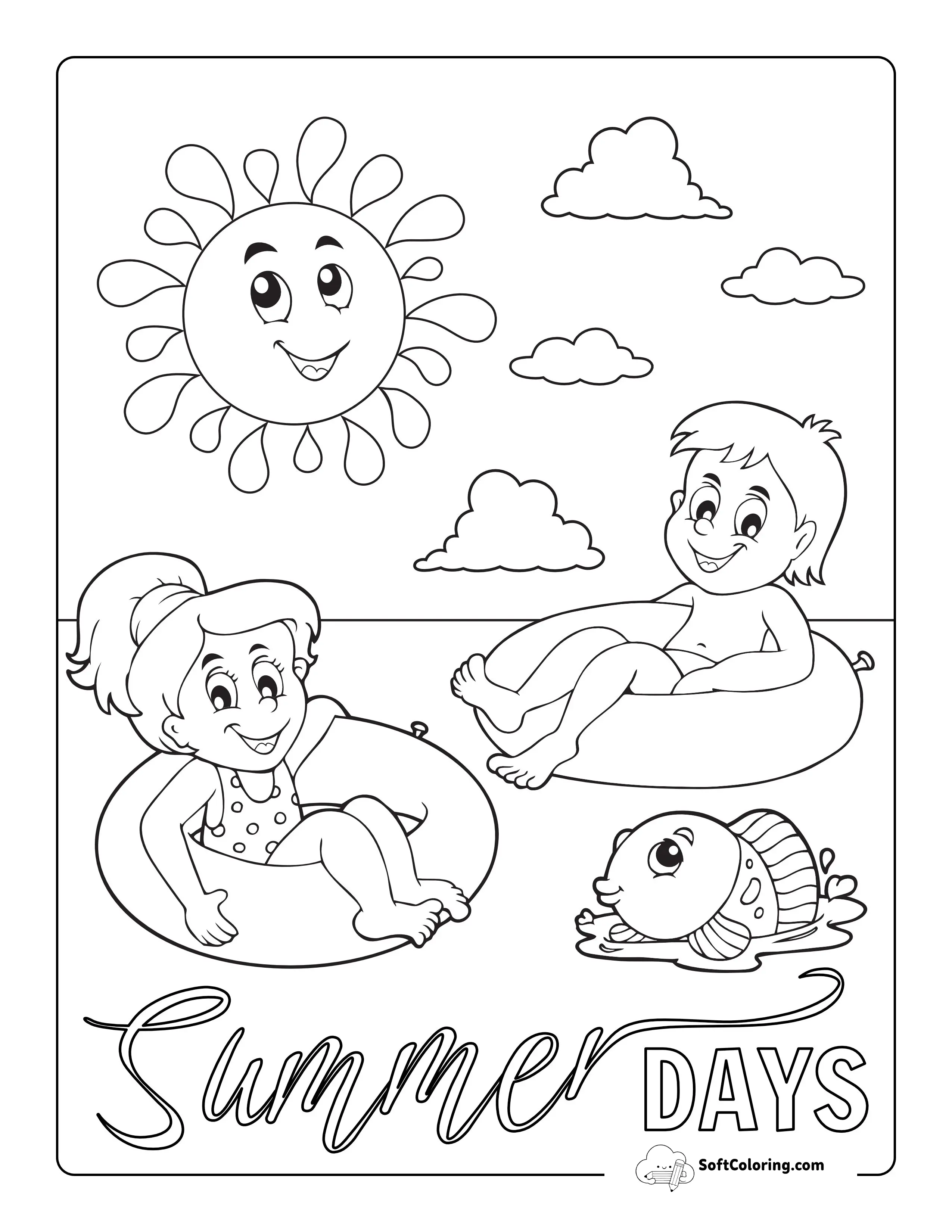 Summertime Sunny Day Coloring Page