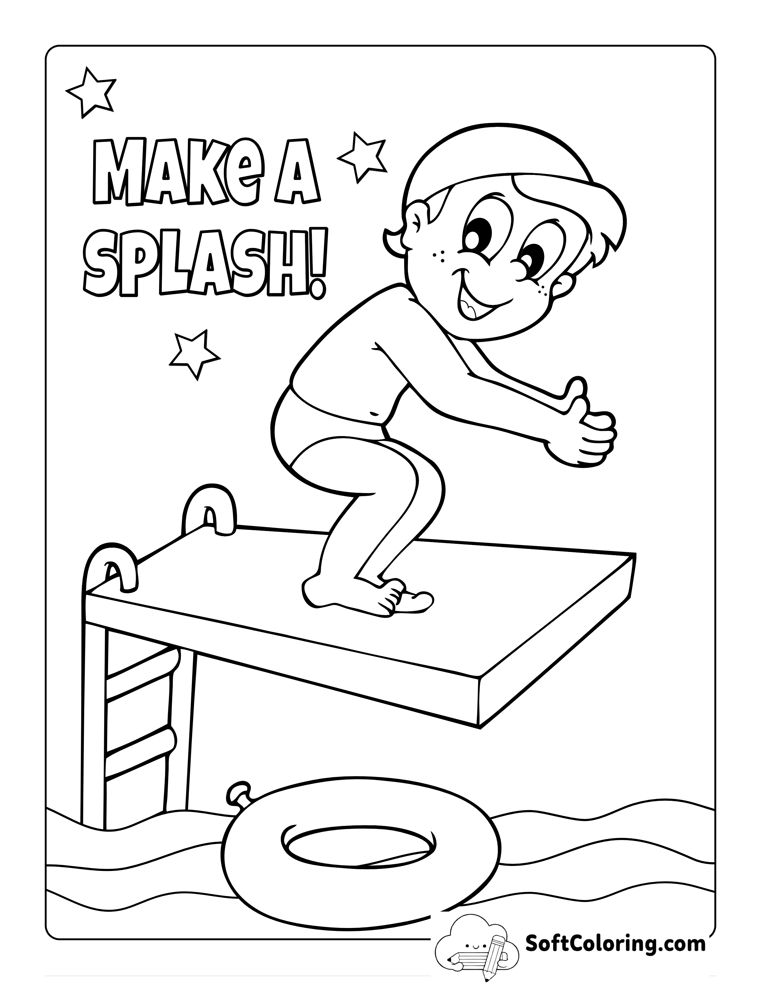 Diving Board Swimming Pool Sports Picture to Color