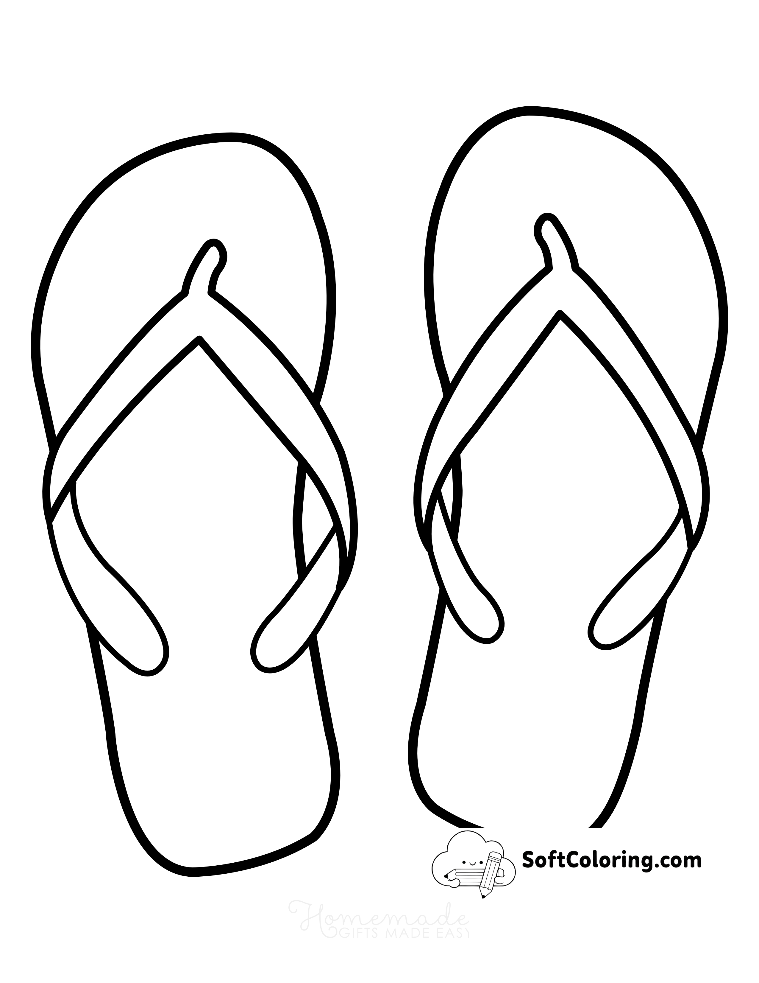 Flip Flops Coloring Page for Toddlers