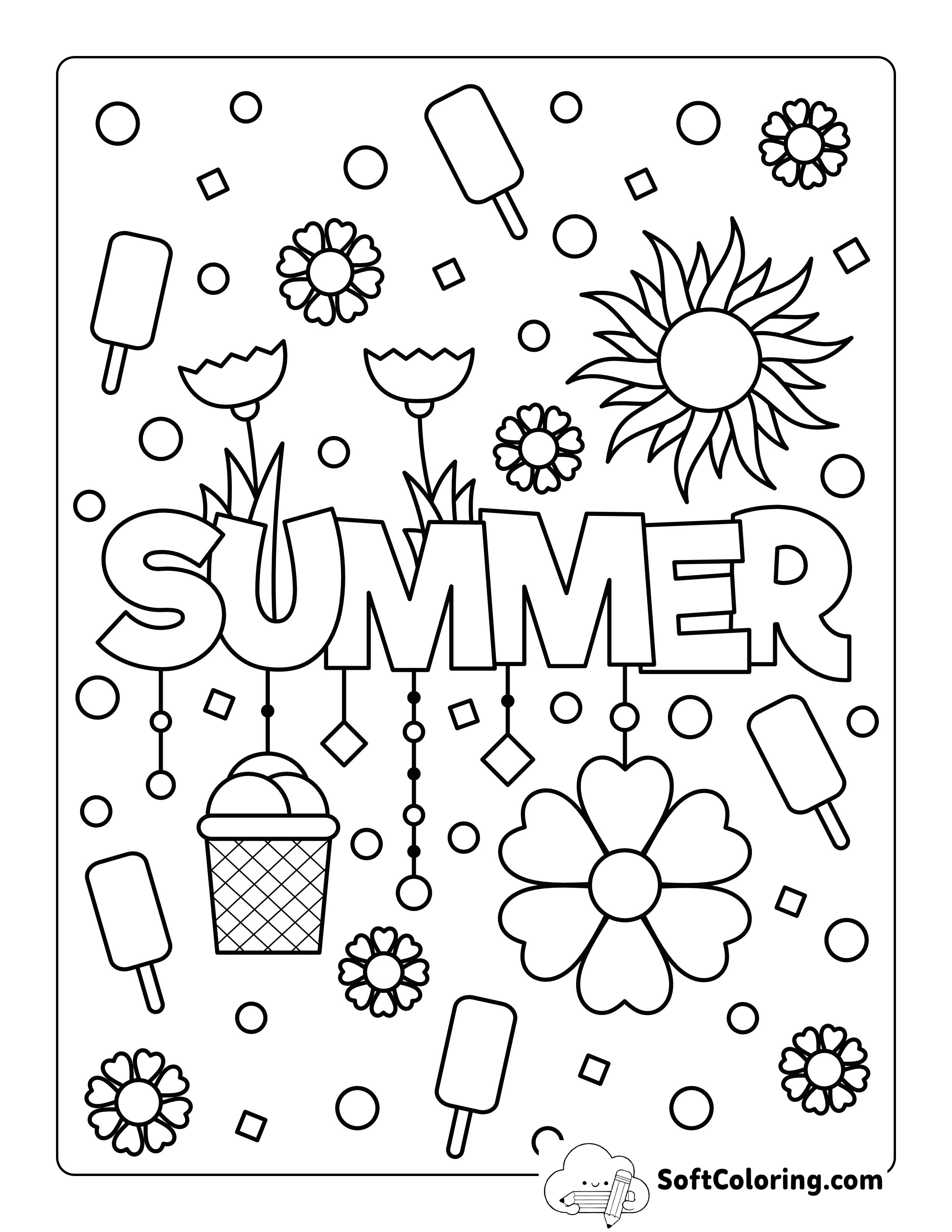 Summer Coloring Page for Kids