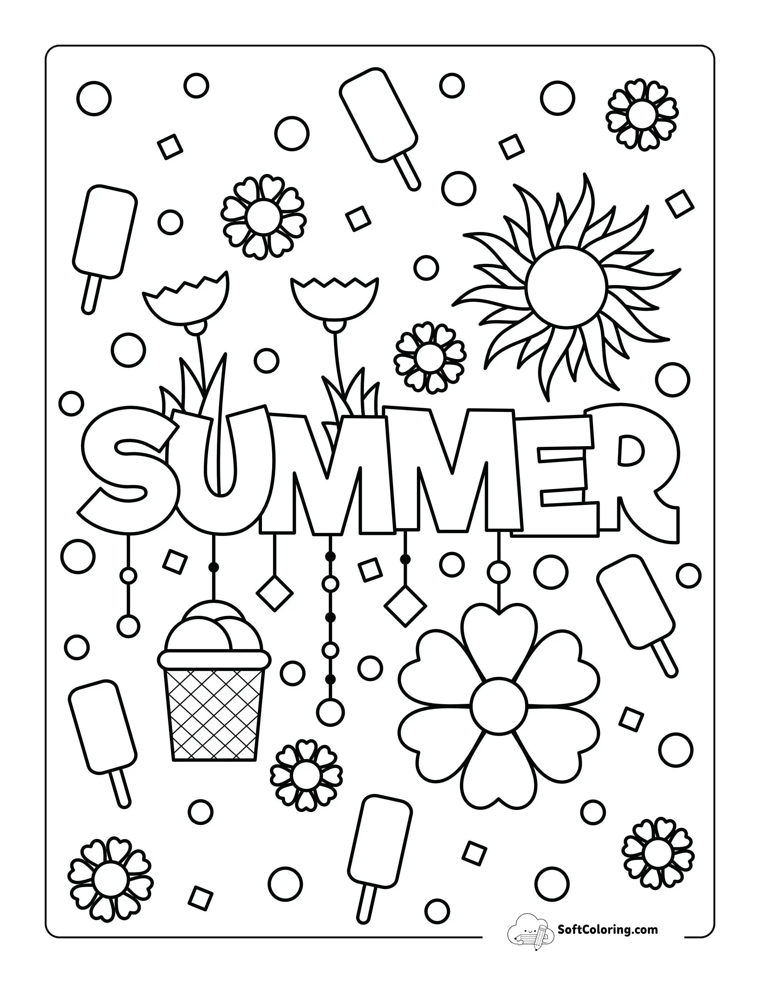 Summer Coloring Page For Kids