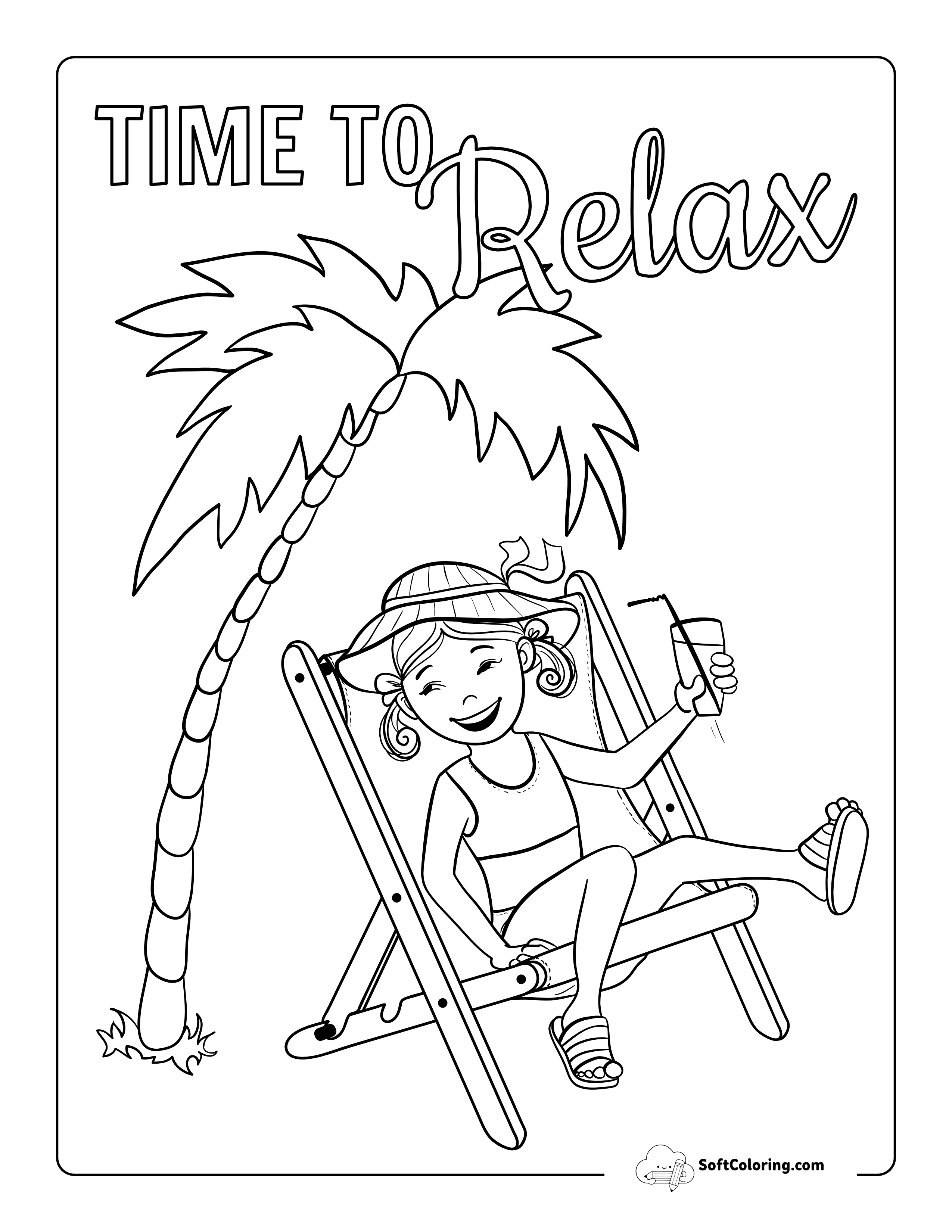 Girl At The Beach Coloring Page