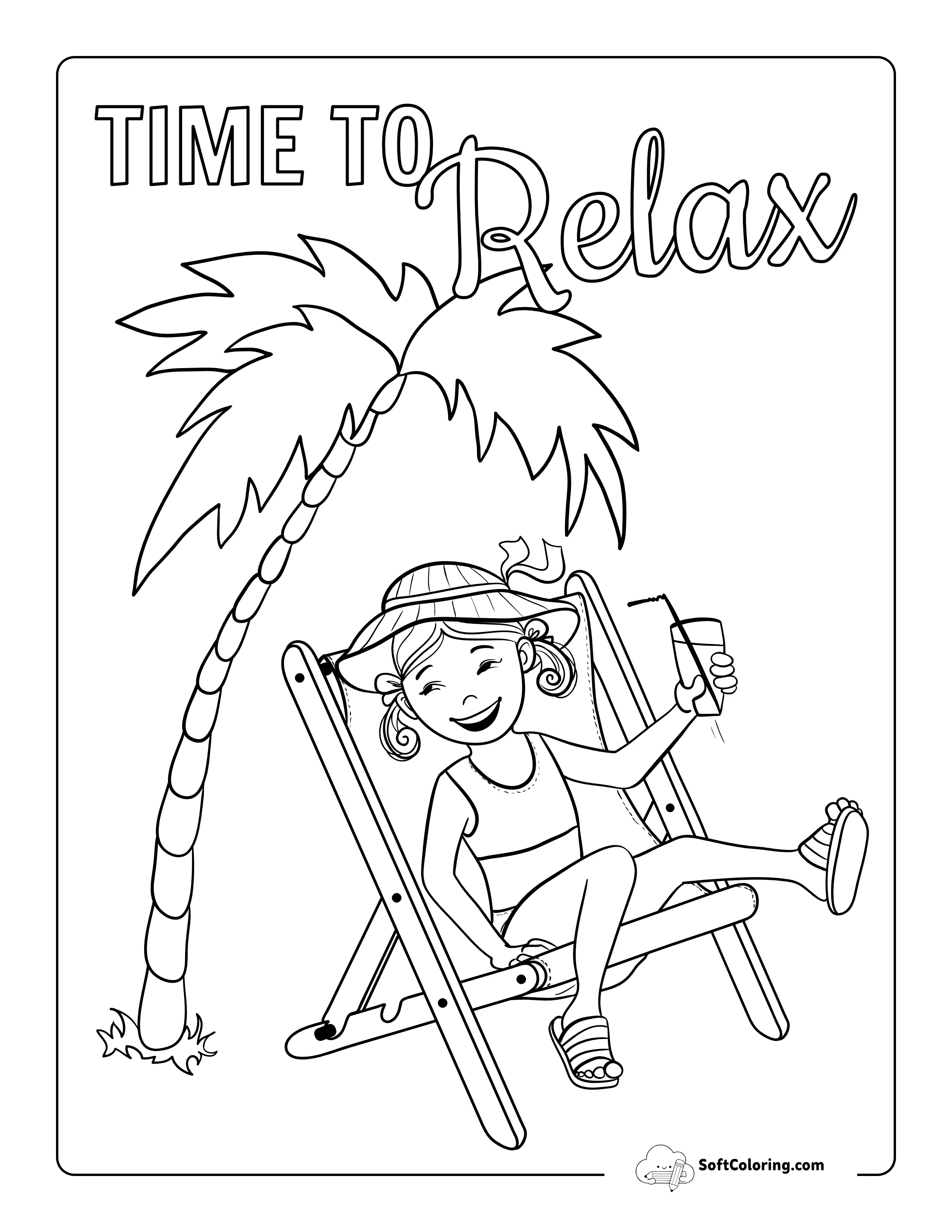 Girl At The Beach Coloring Page