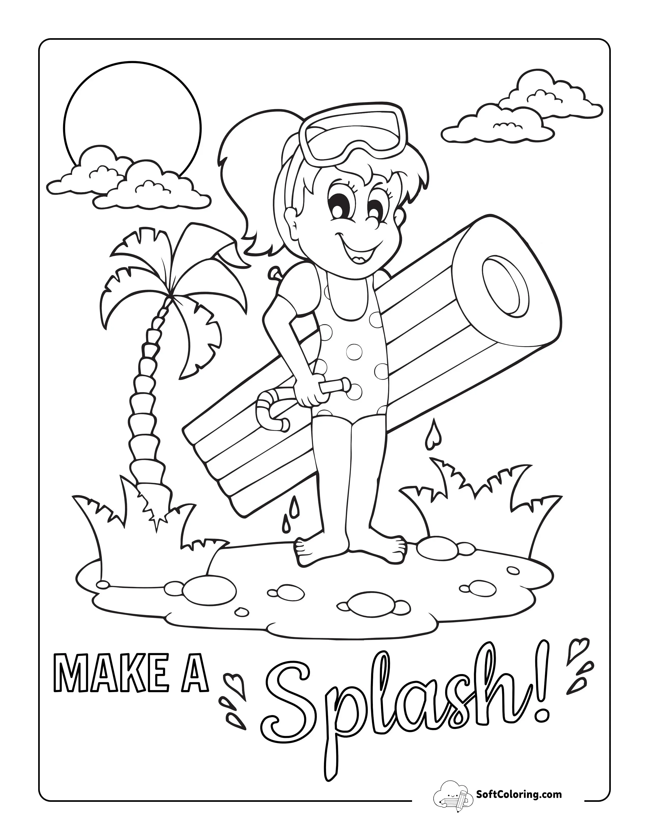 Easy Girl At The Beach Coloring Page
