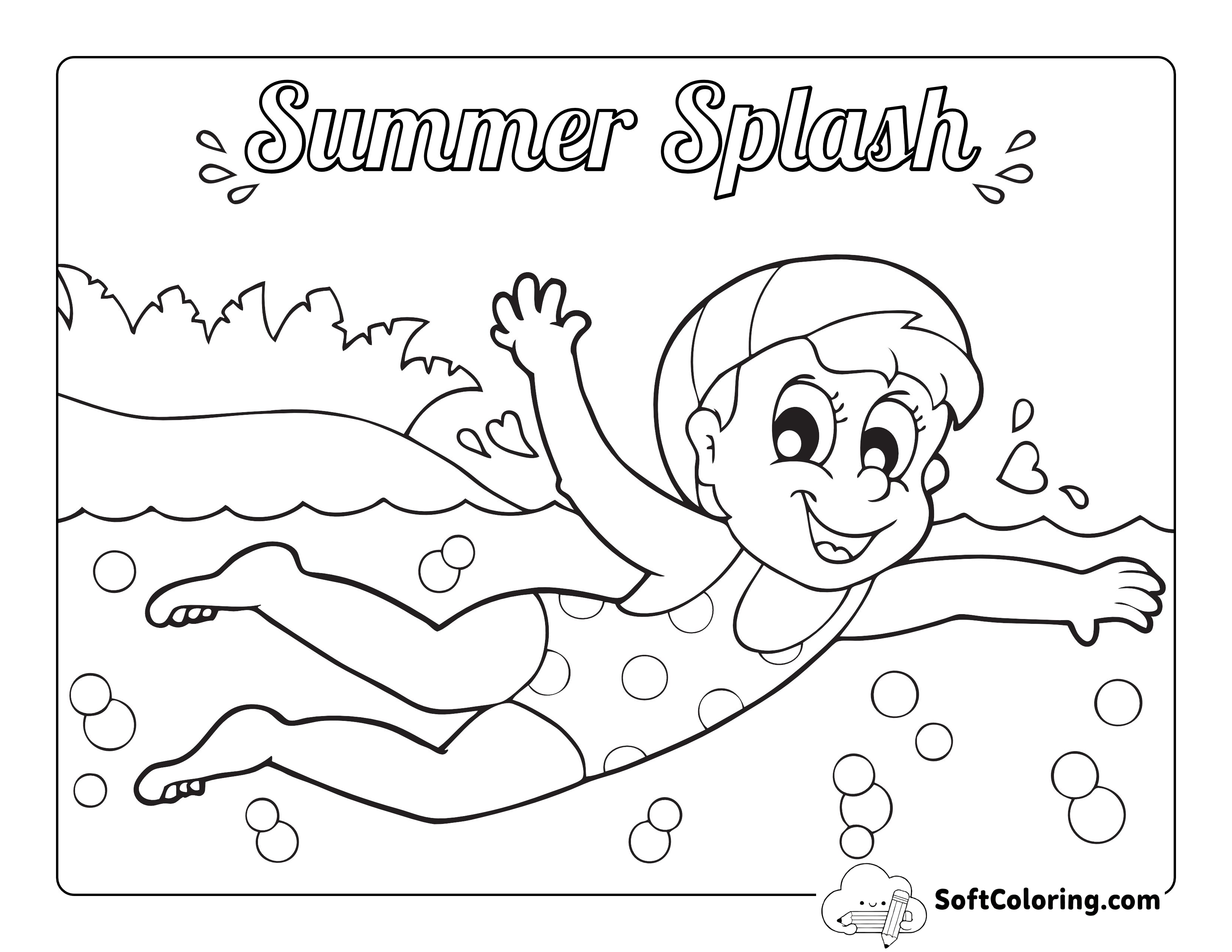 Girl Swimming Coloring Page