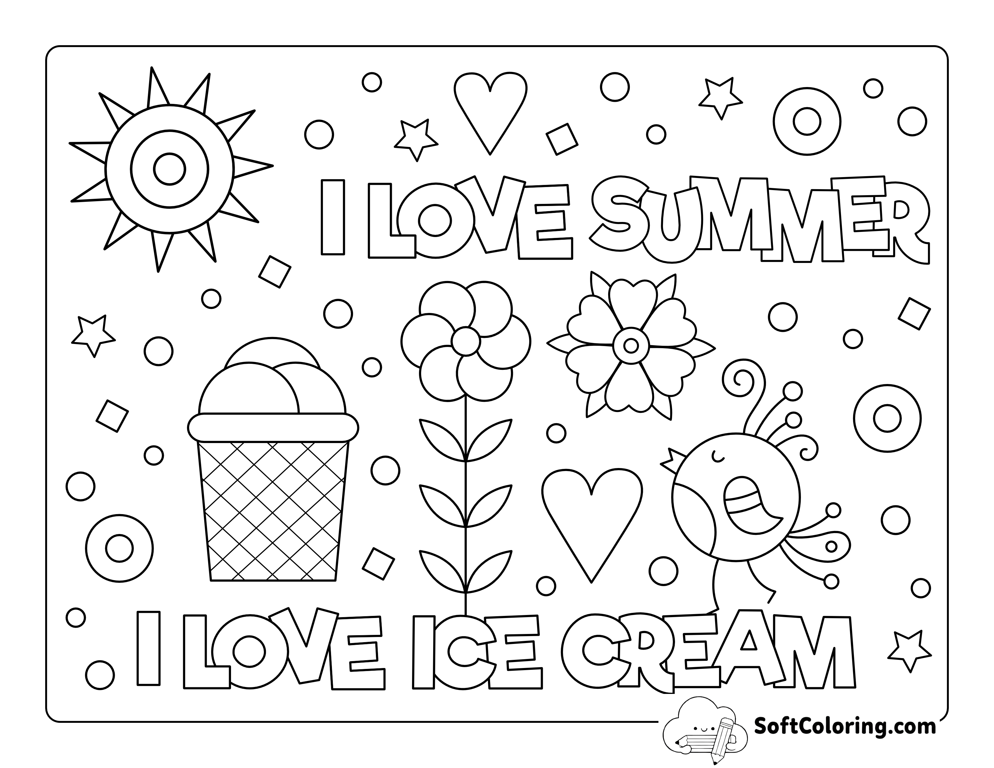"Love Ice Cream" Coloring Sheet